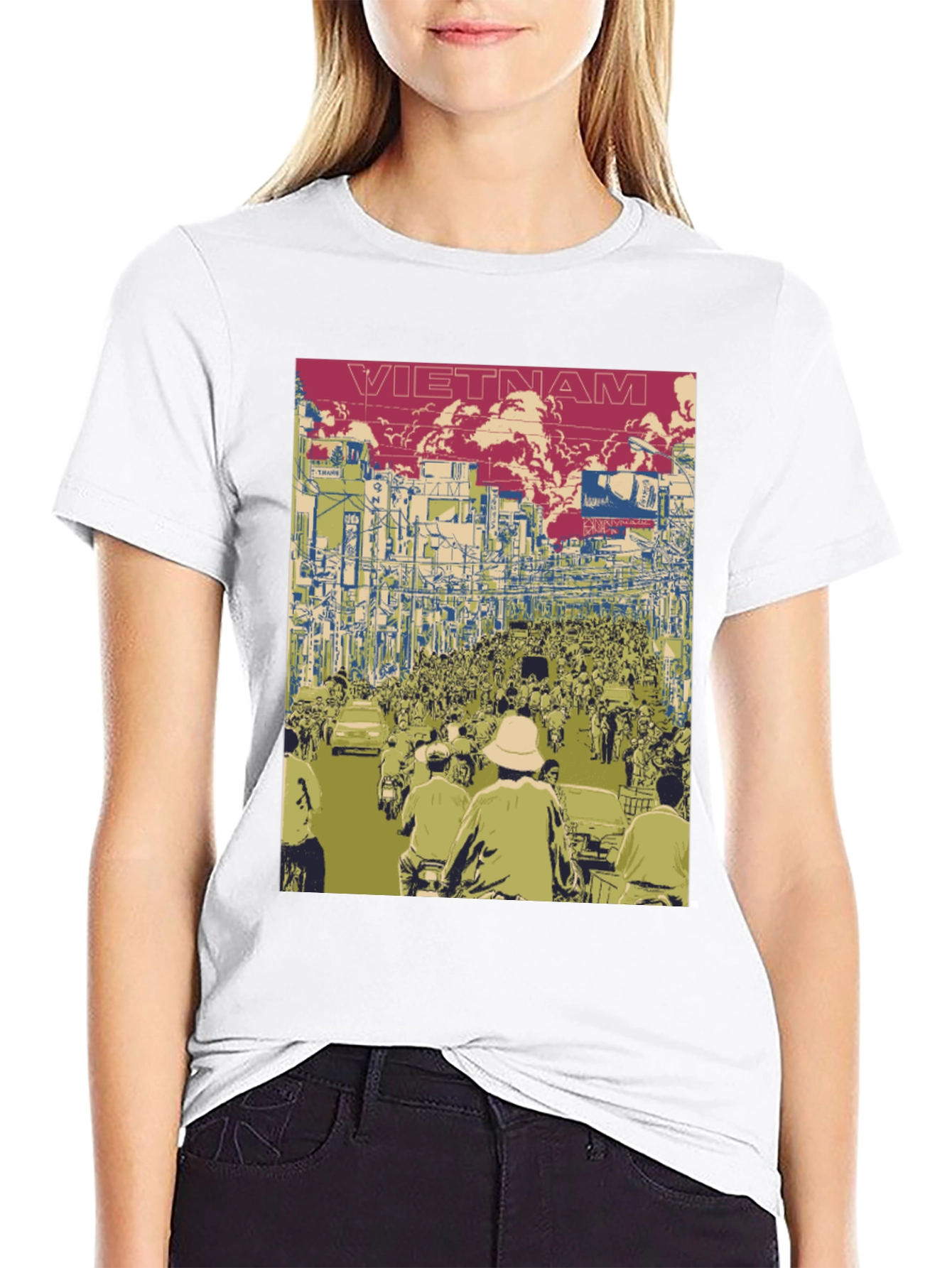 Vietnam Street Scene Graphic Tee - Black