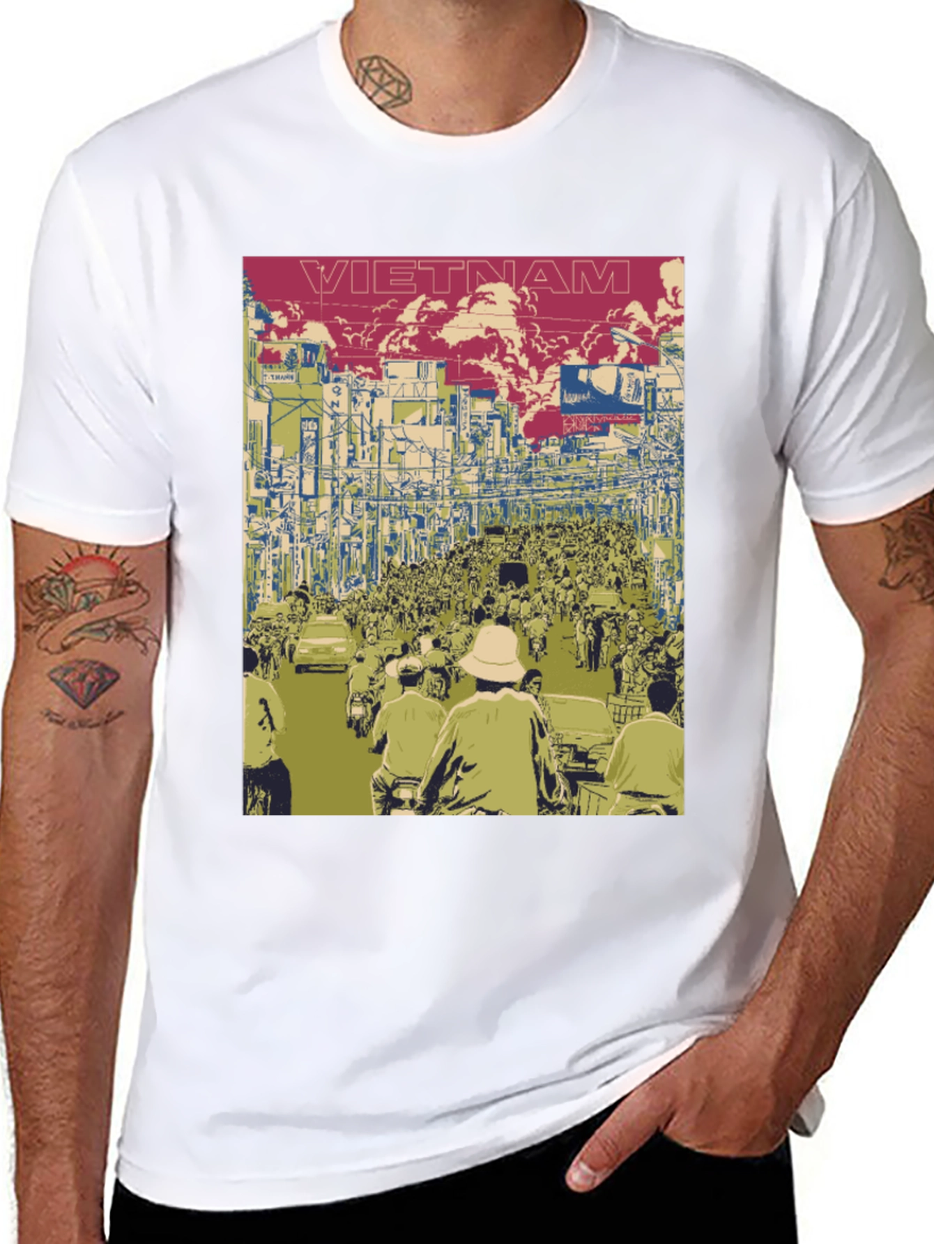 Vietnam Street Scene Graphic Tee - Black