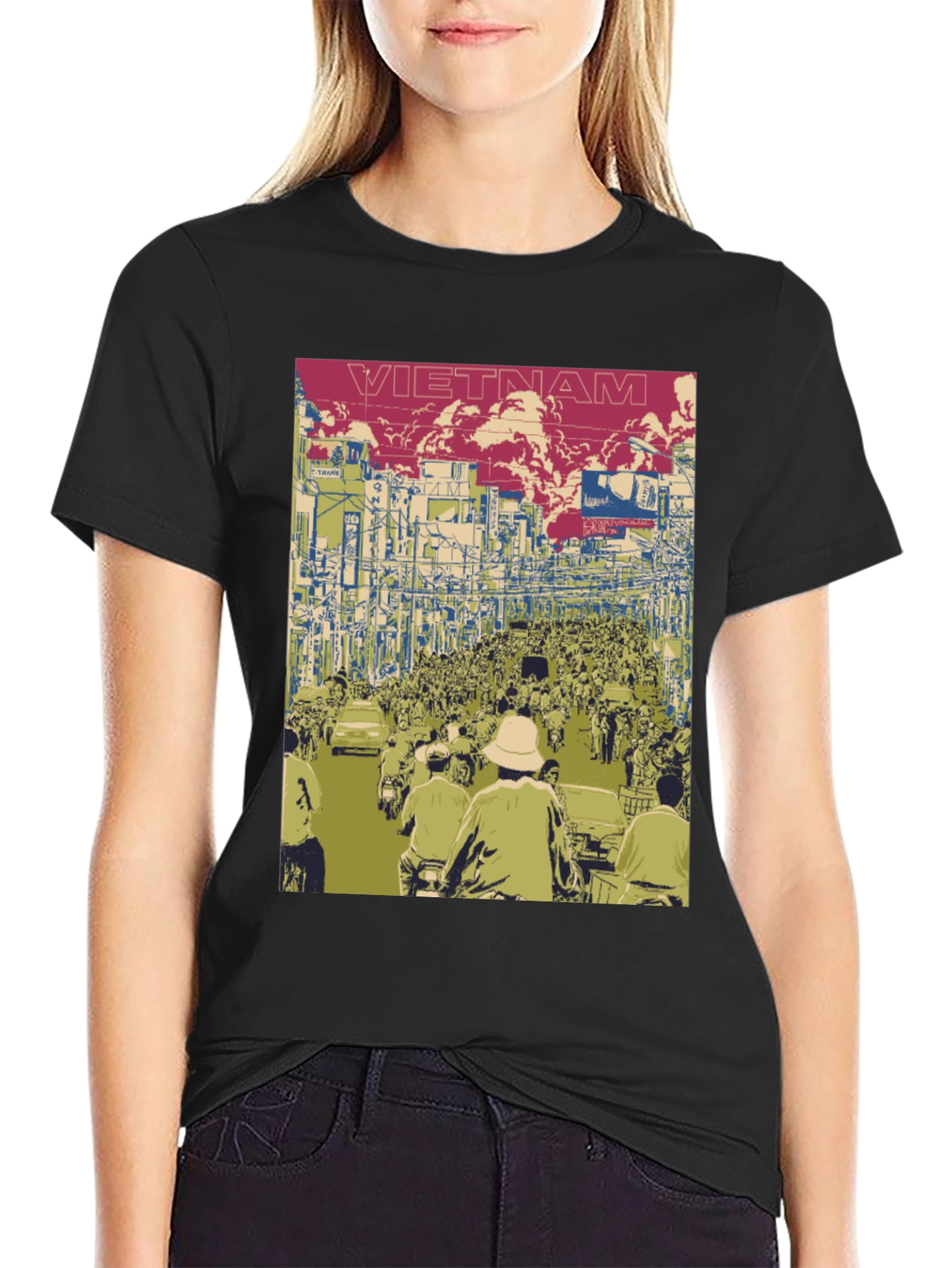 Vietnam Street Scene Graphic Tee - Black