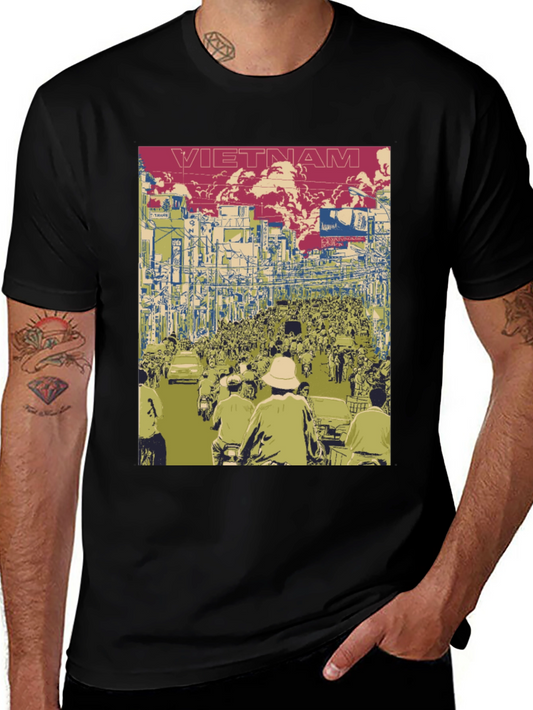 Vietnam Street Scene Graphic Tee - Black