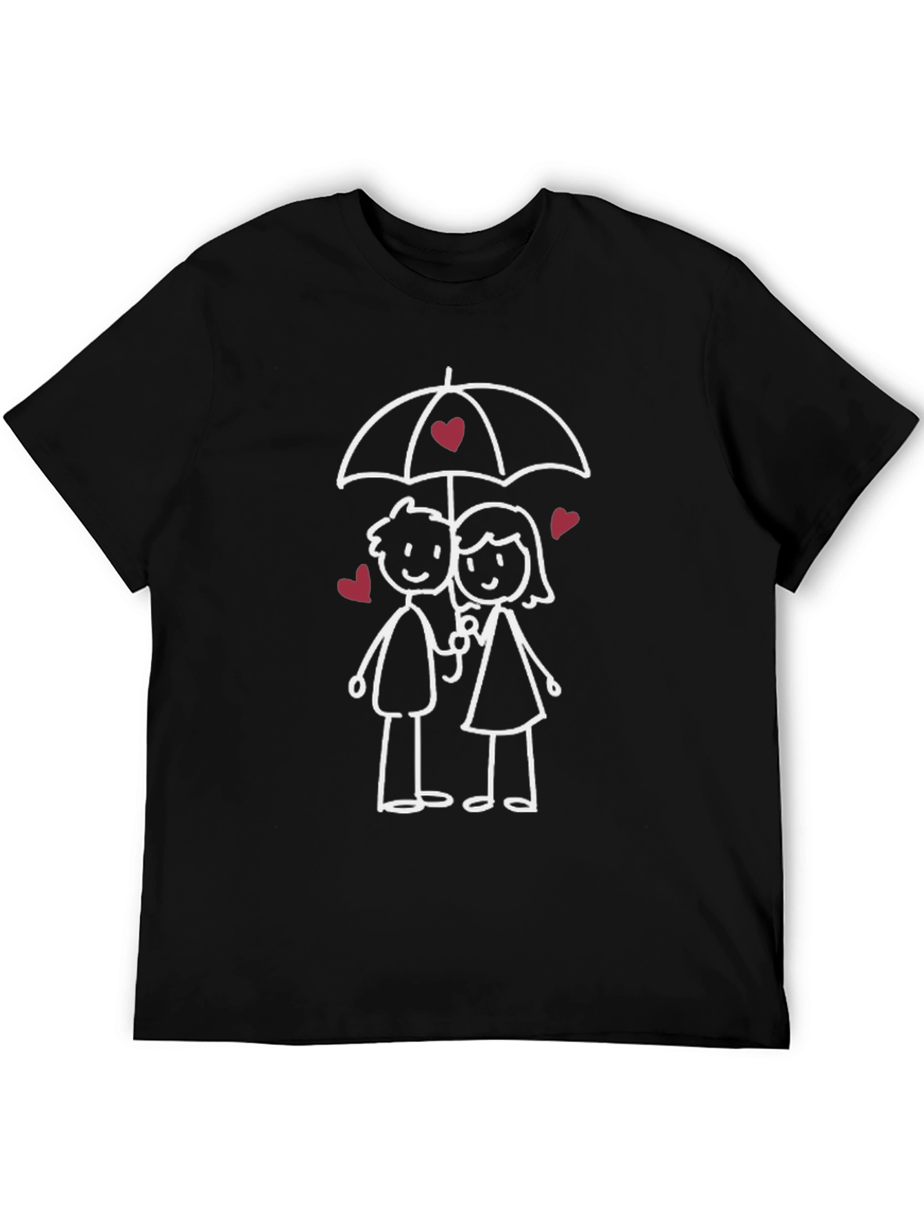 Romantic Stick Figure Couple Graphic T-Shirt