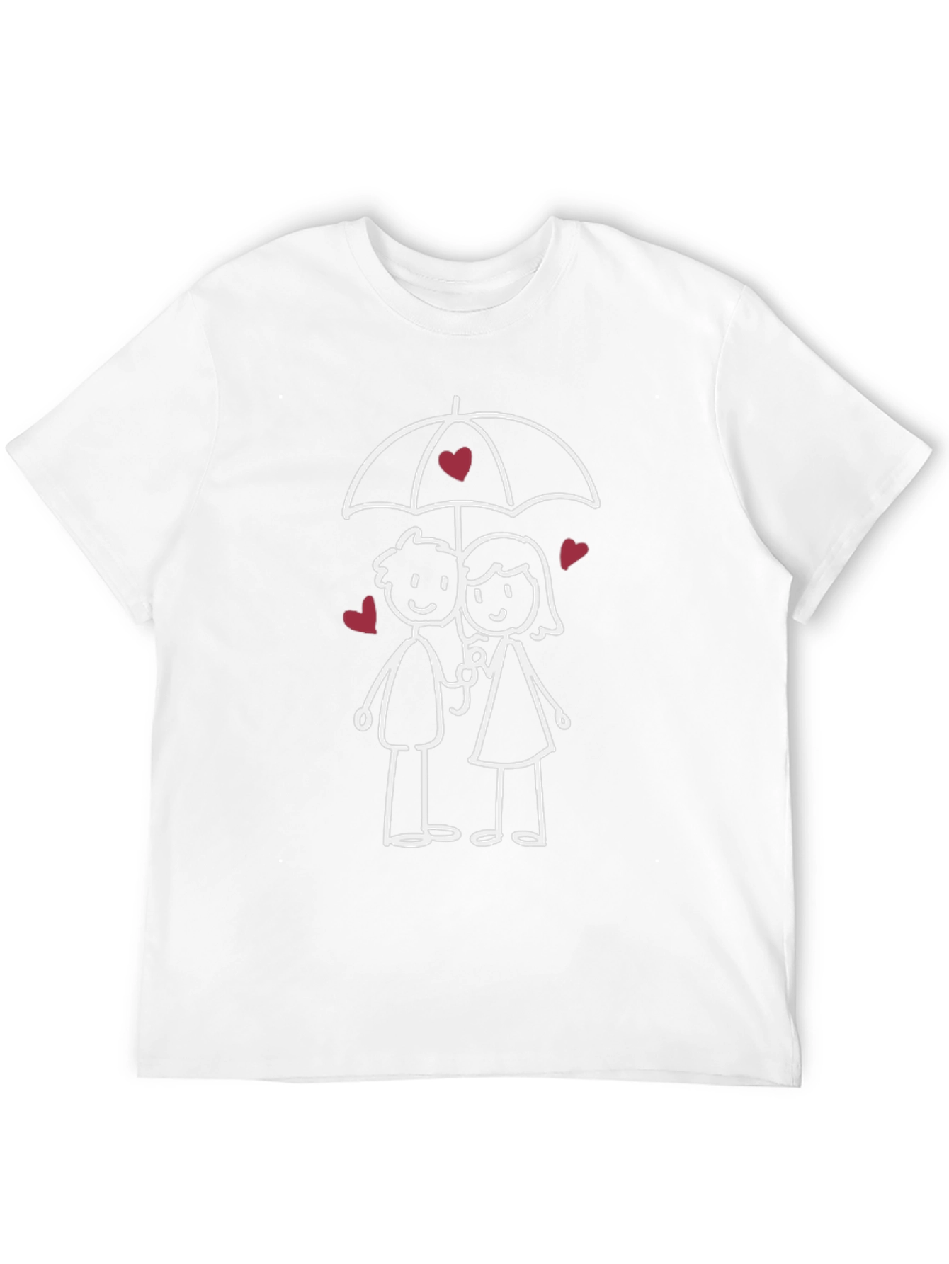 Romantic Stick Figure Couple Graphic T-Shirt