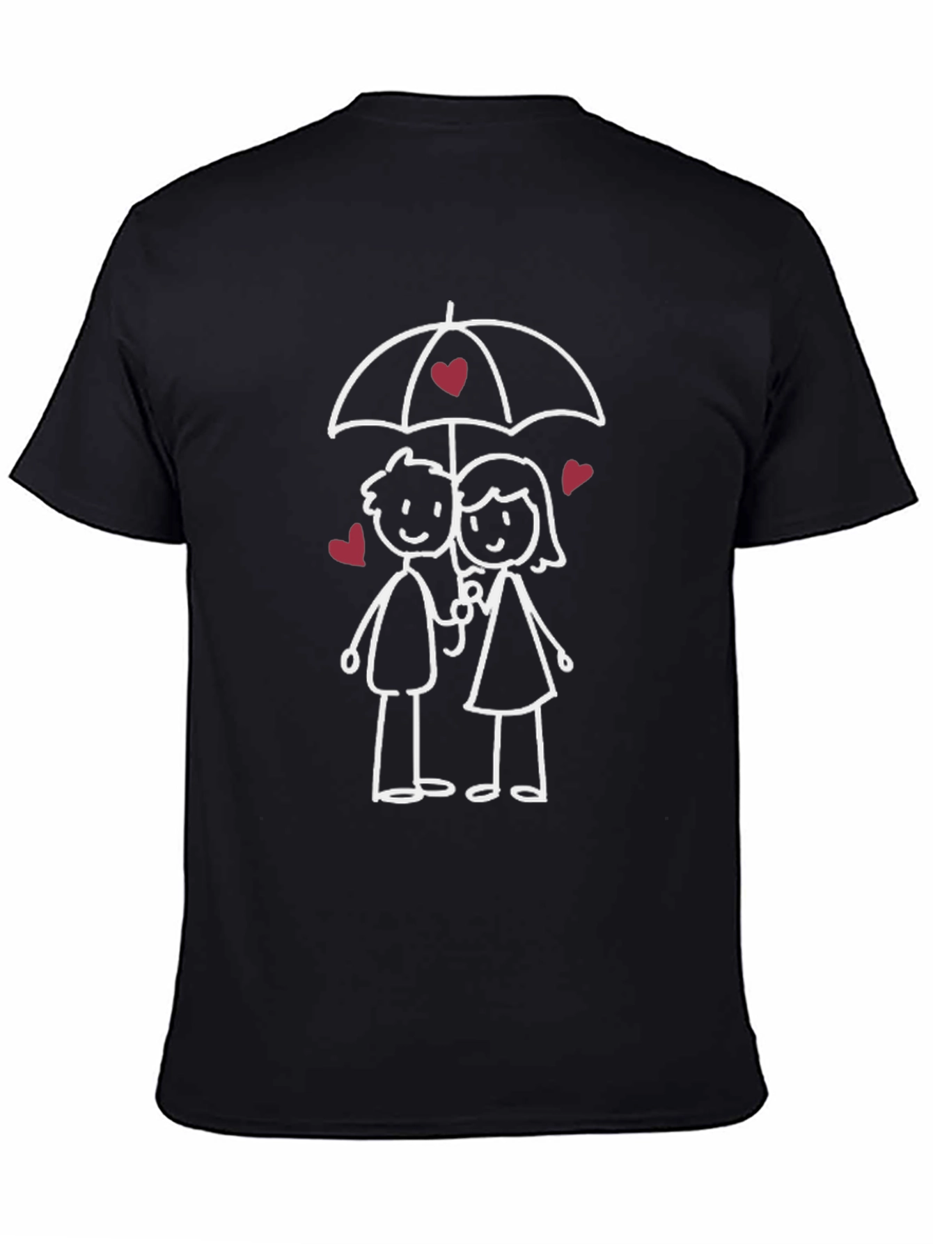 Romantic Stick Figure Couple Graphic T-Shirt