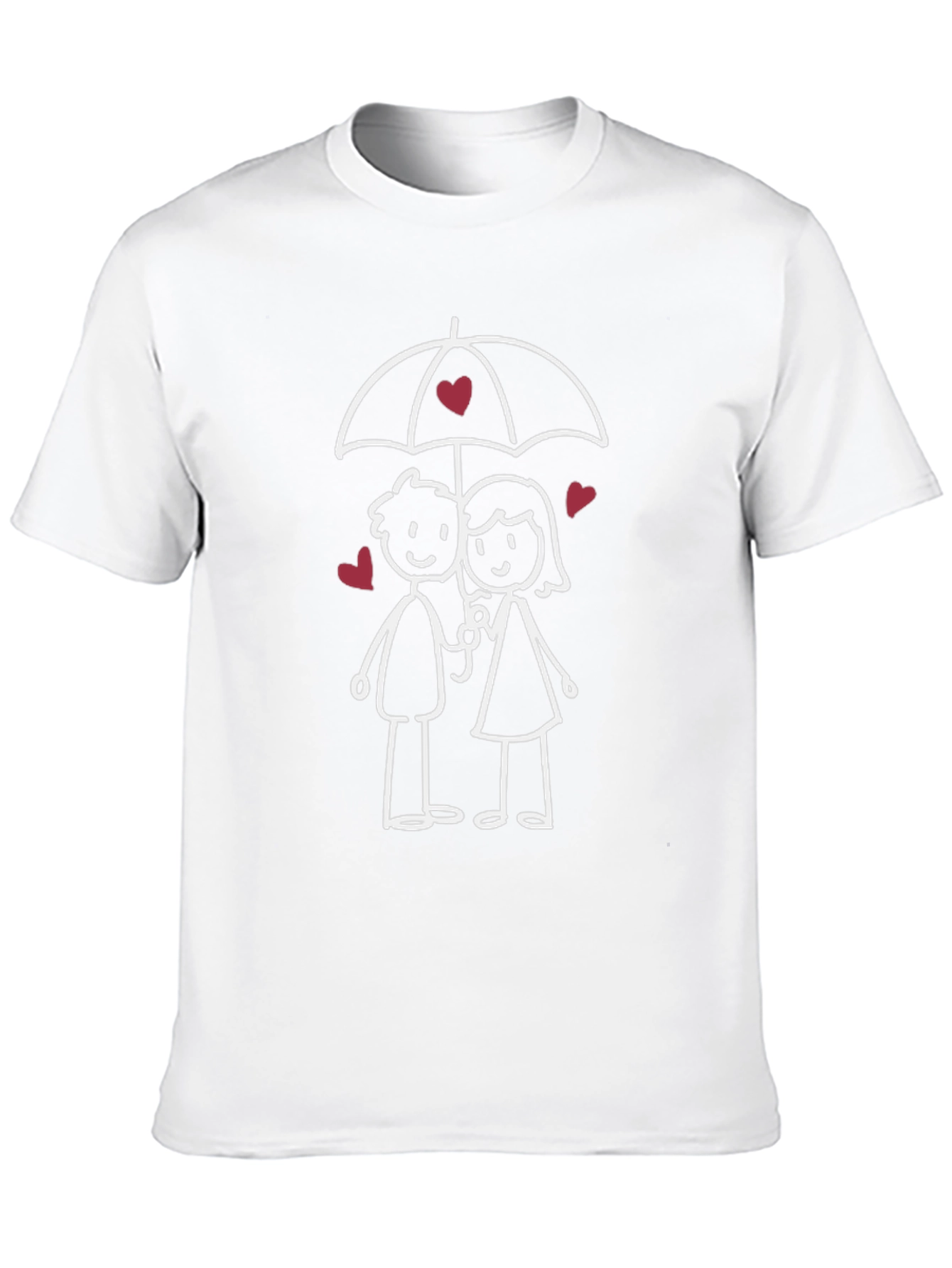 Romantic Stick Figure Couple Graphic T-Shirt