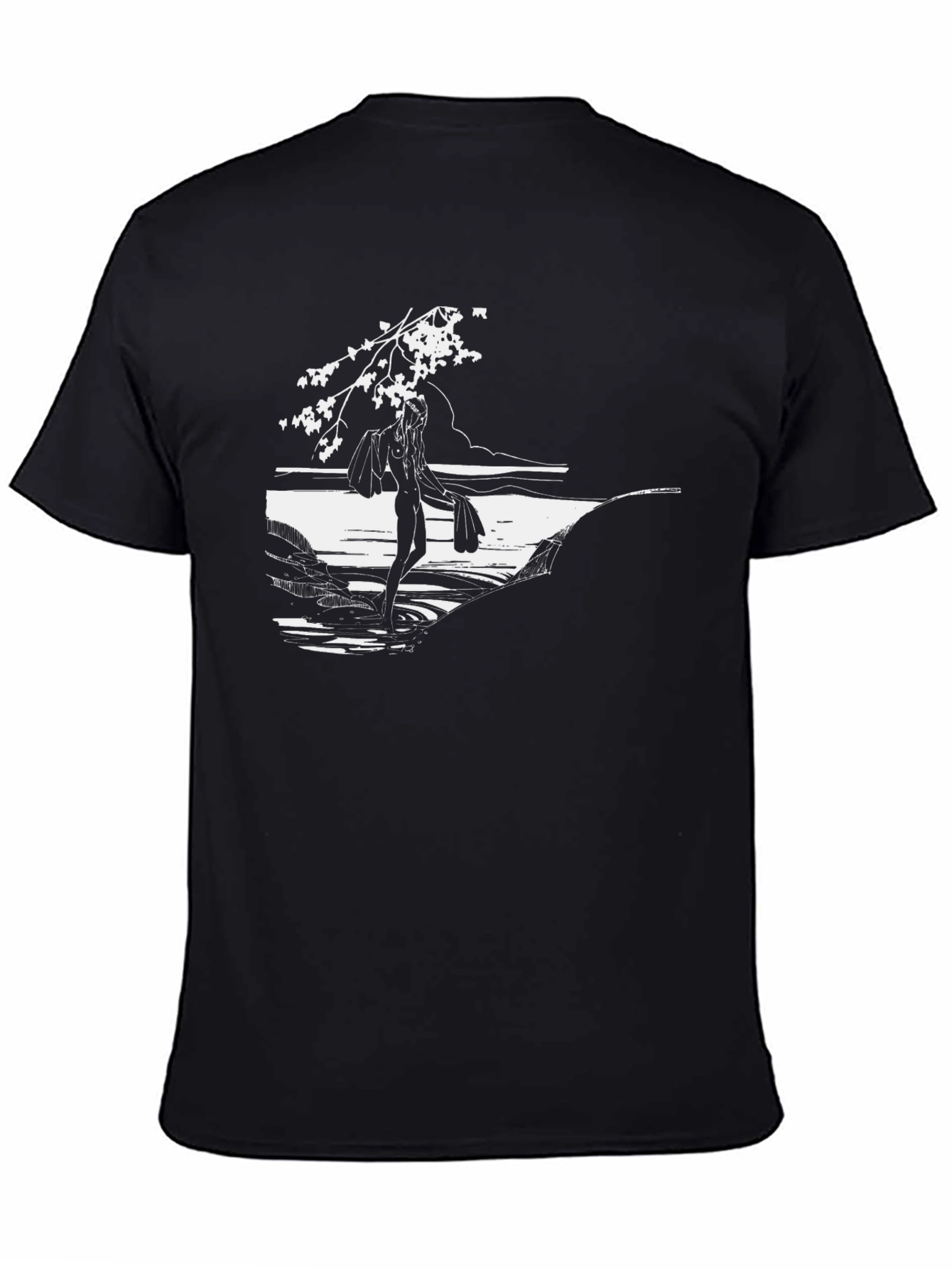 Nature Scene Graphic Tee - Black Cotton Comfort