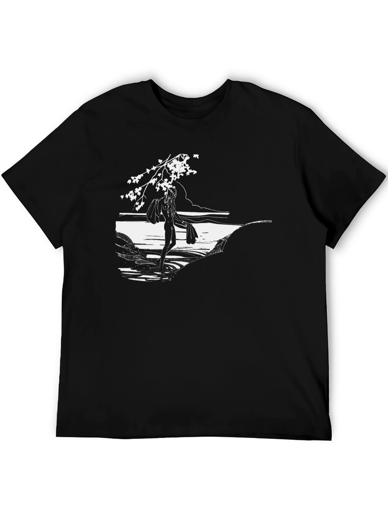 Nature Scene Graphic Tee - Black Cotton Comfort