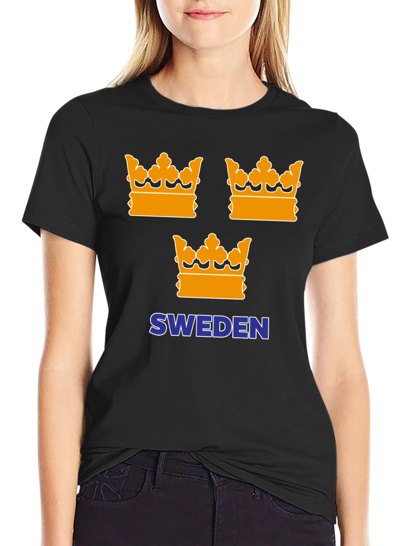 Sweden Crown Graphic Tee - Black