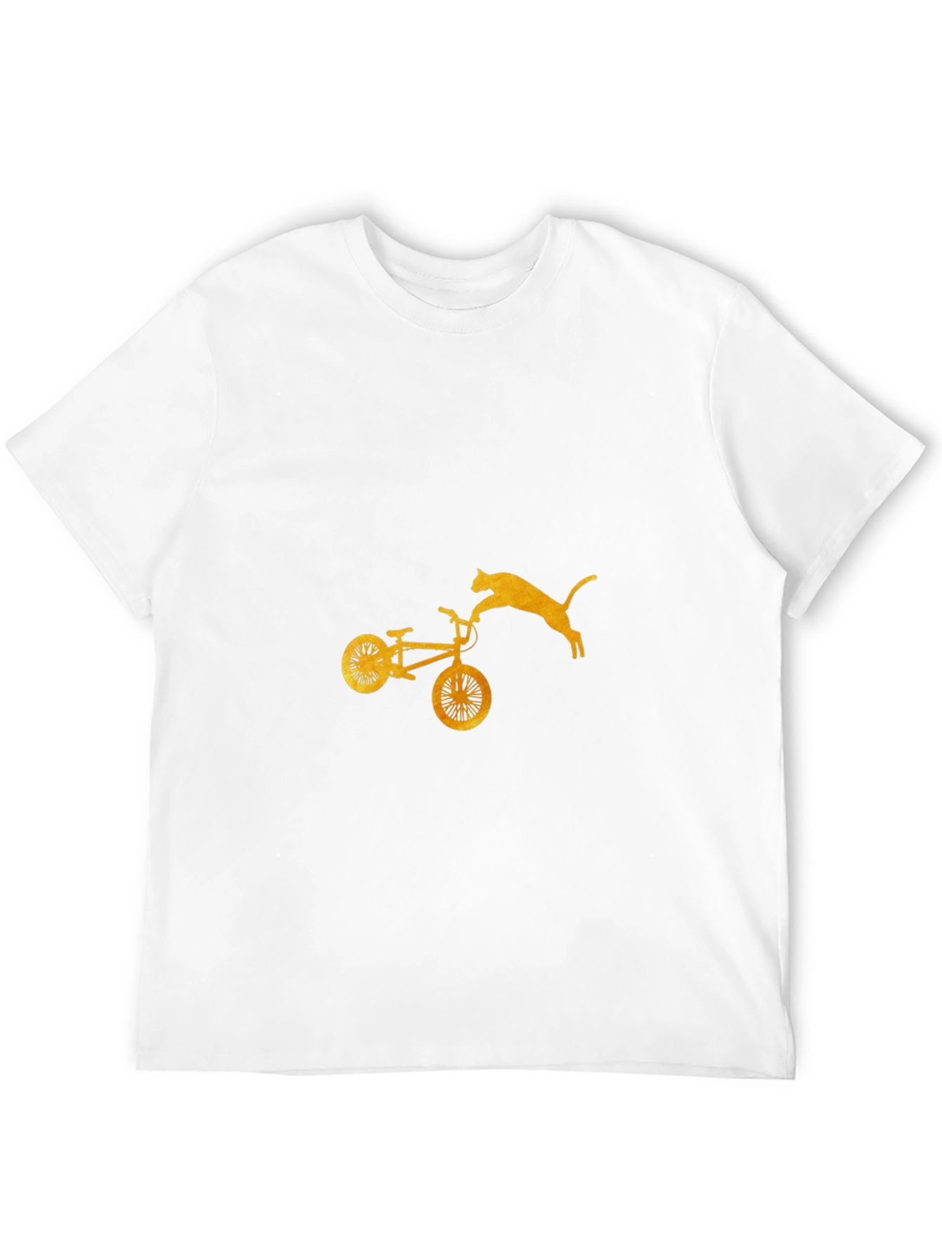 Cat Jumping Bike Graphic Tee - Black Cotton Blend