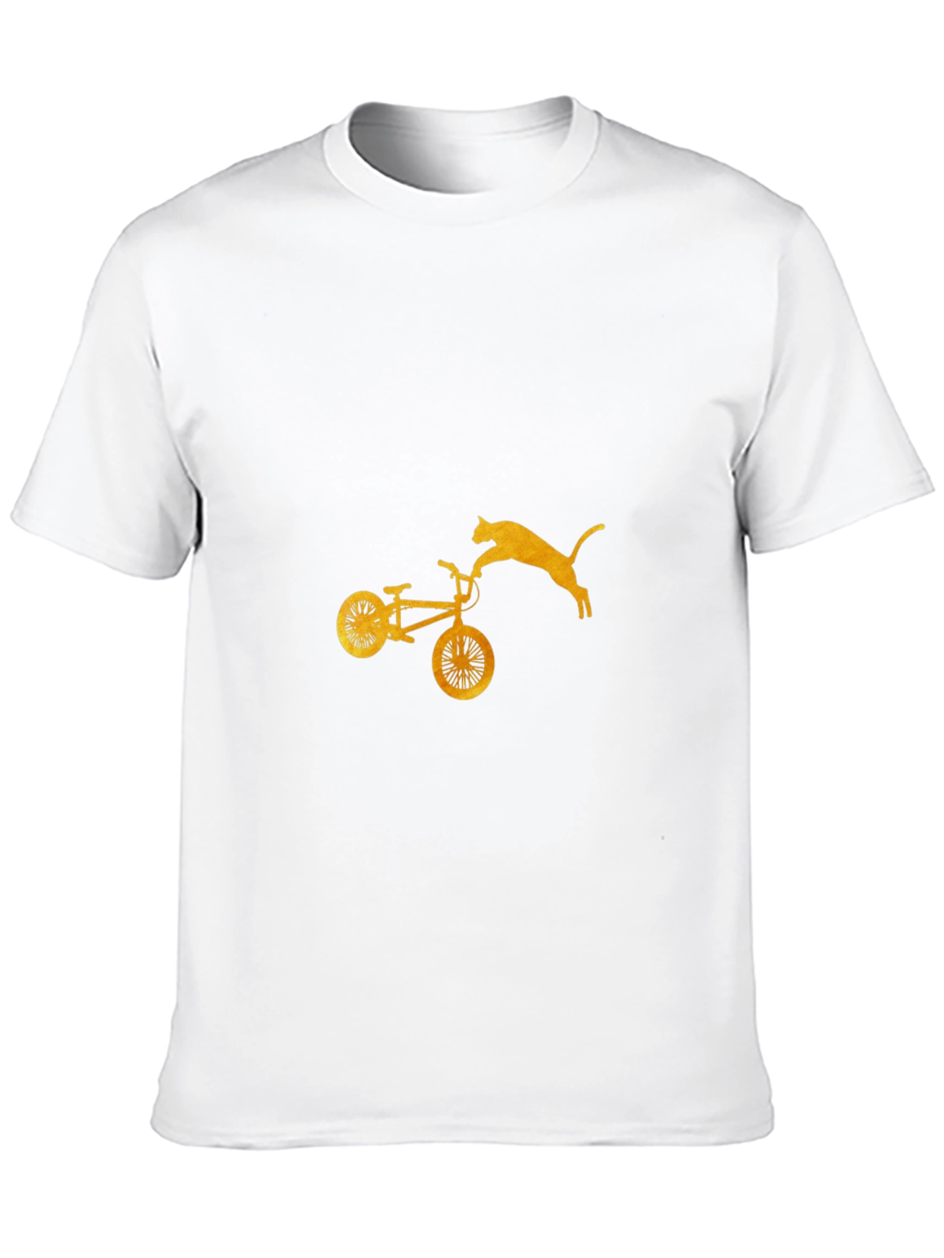 Cat Jumping Bike Graphic Tee - Black Cotton Blend