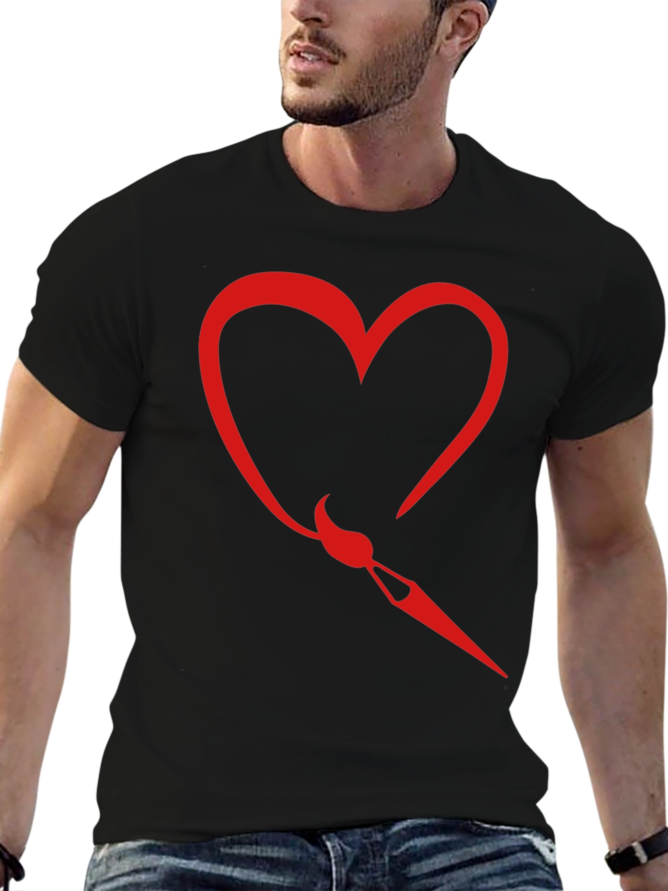 Heart & Paintbrush Graphic Tee - Black