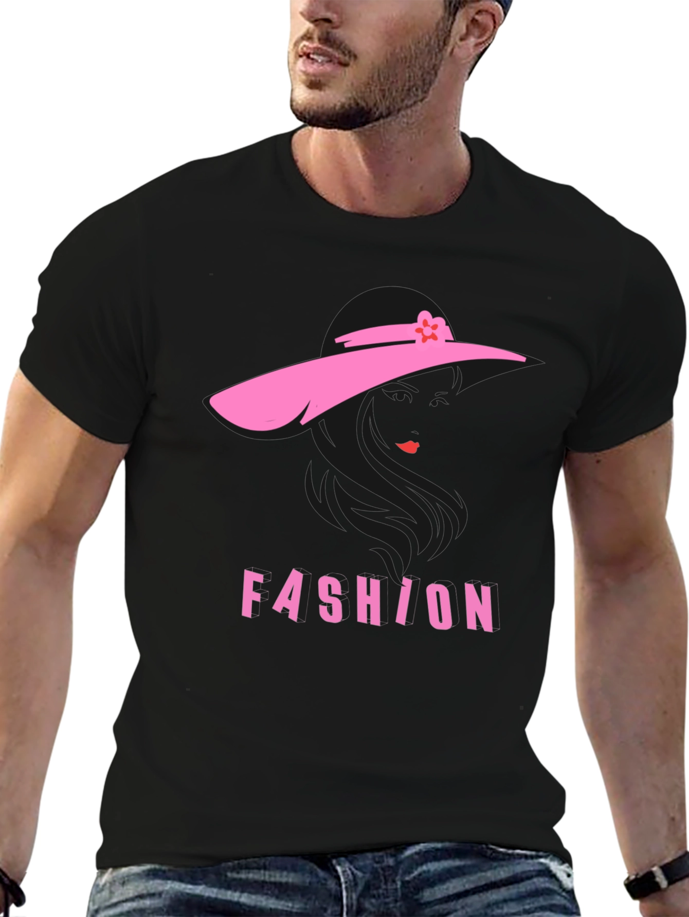 Stylish Fashion T-Shirt - Pink Silhouette Design