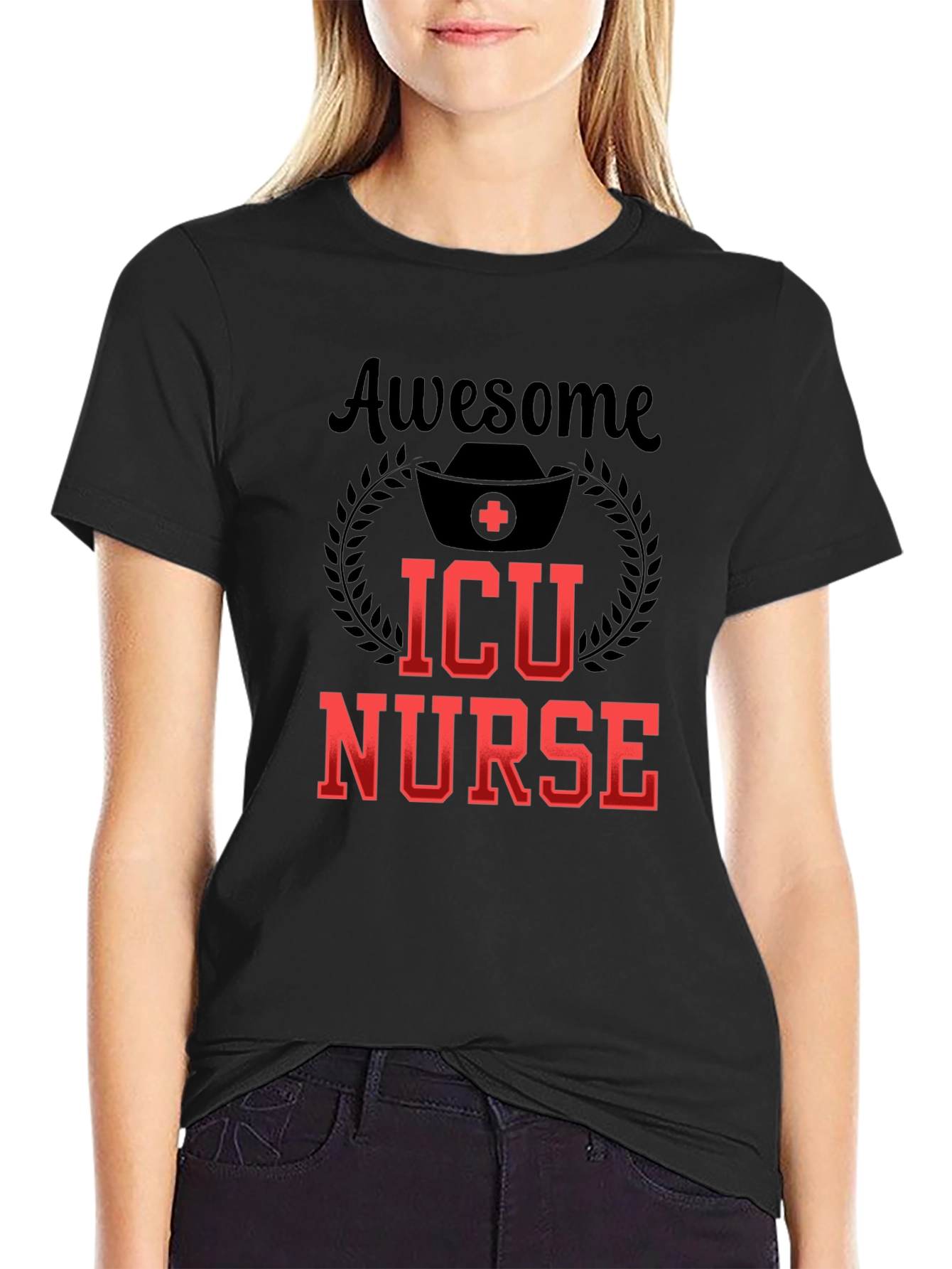 Awesome ICU Nurse Graphic Tee - Black