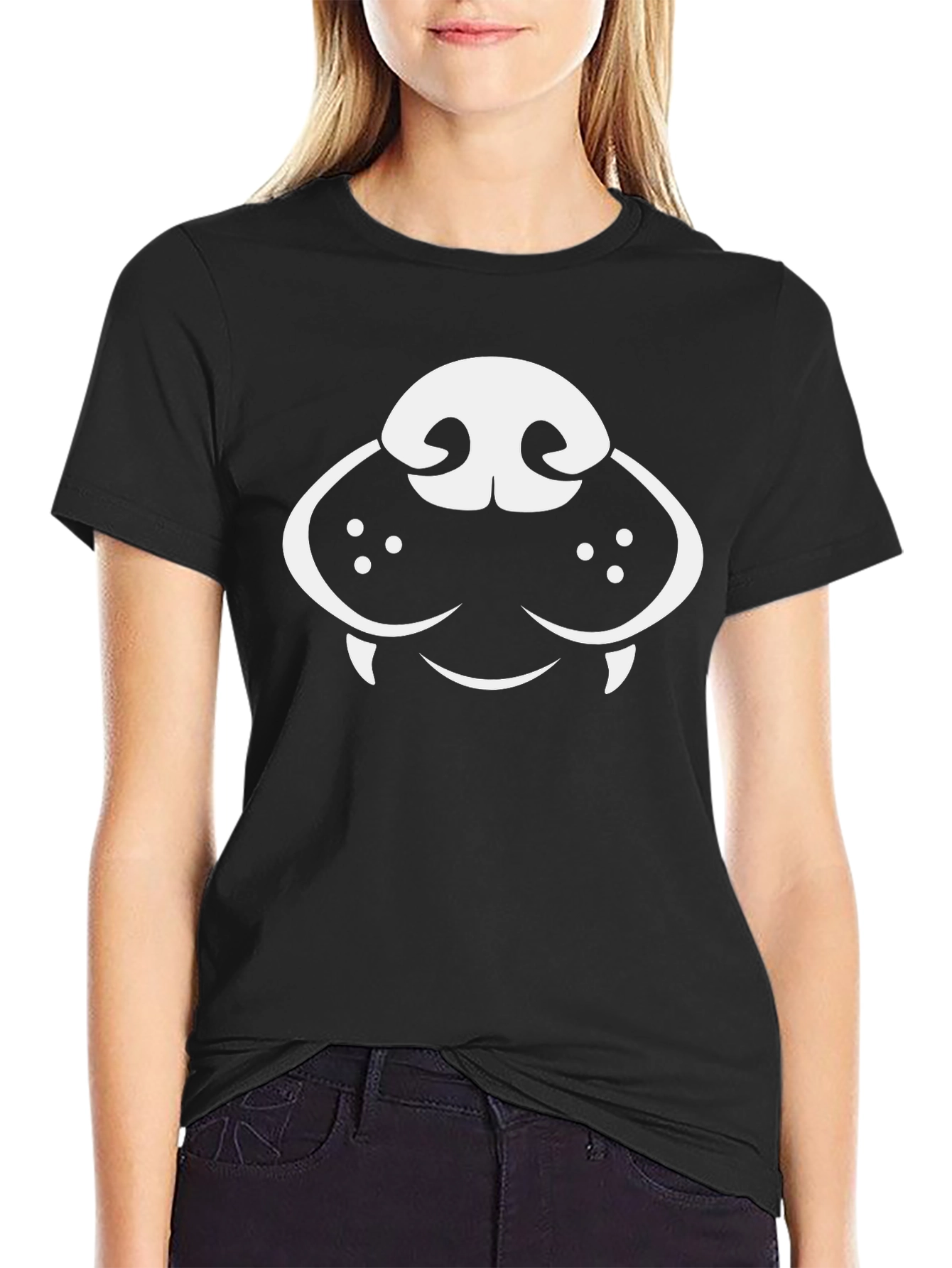 Dog Face Graphic Tee - Black Cotton T-Shirt