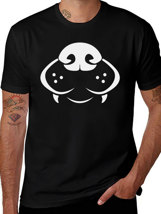 Dog Face Graphic Tee - Black Cotton T-Shirt