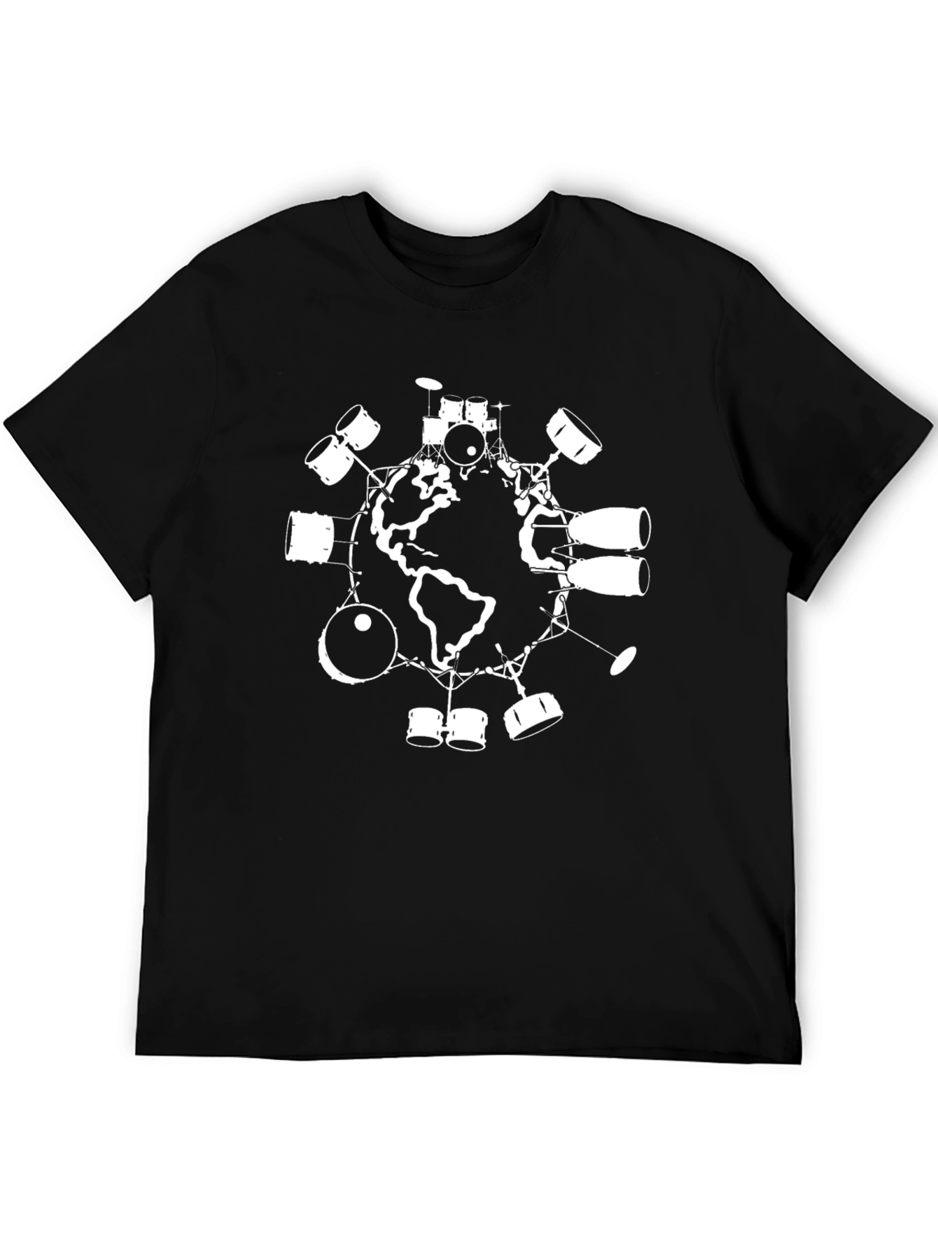 Drum Around the World Black T-Shirt