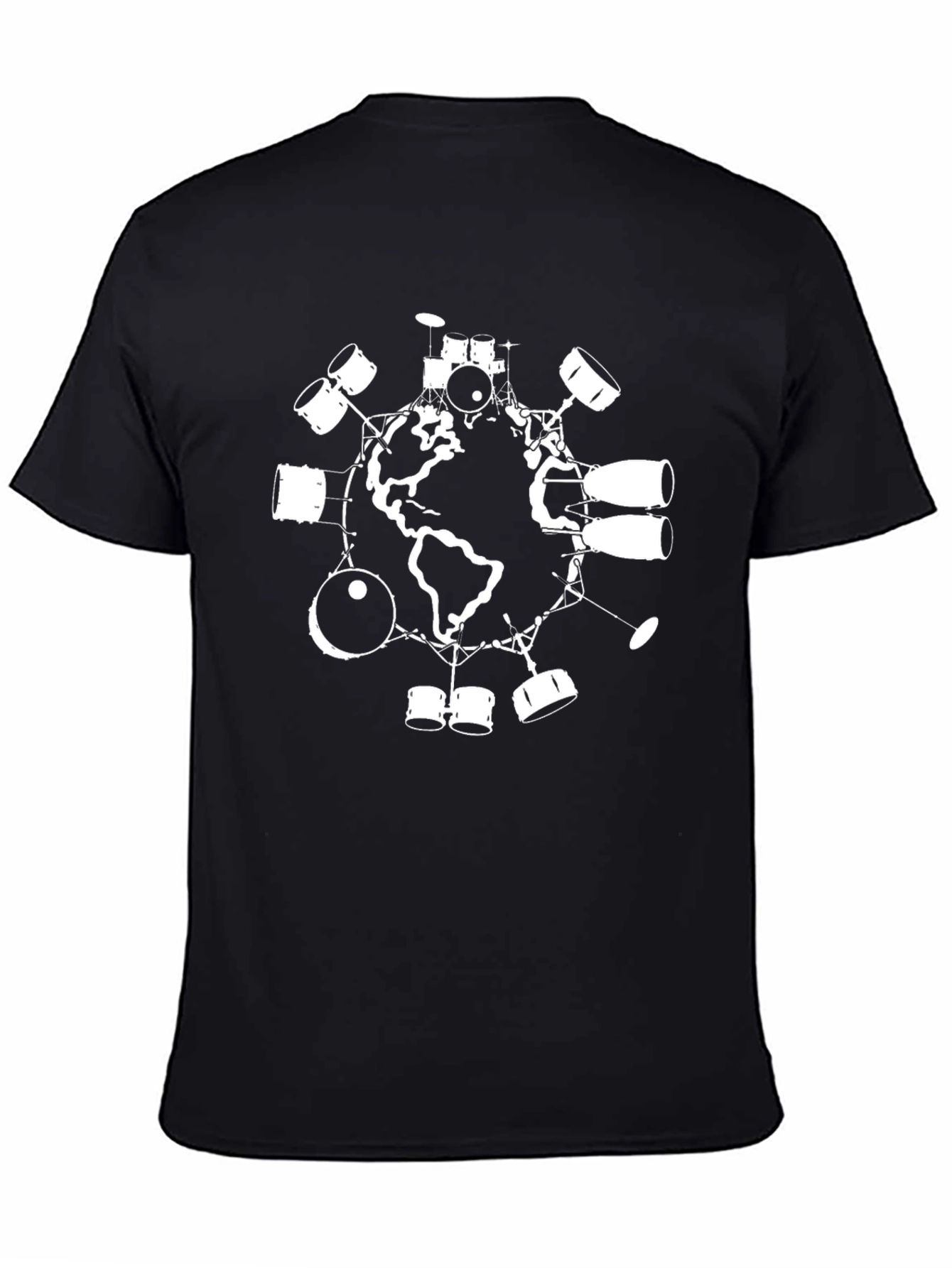 Drum Around the World Black T-Shirt