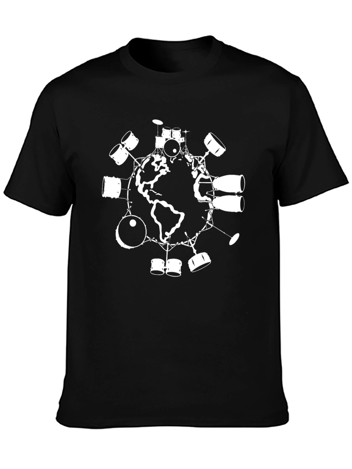 Drum Around the World Black T-Shirt