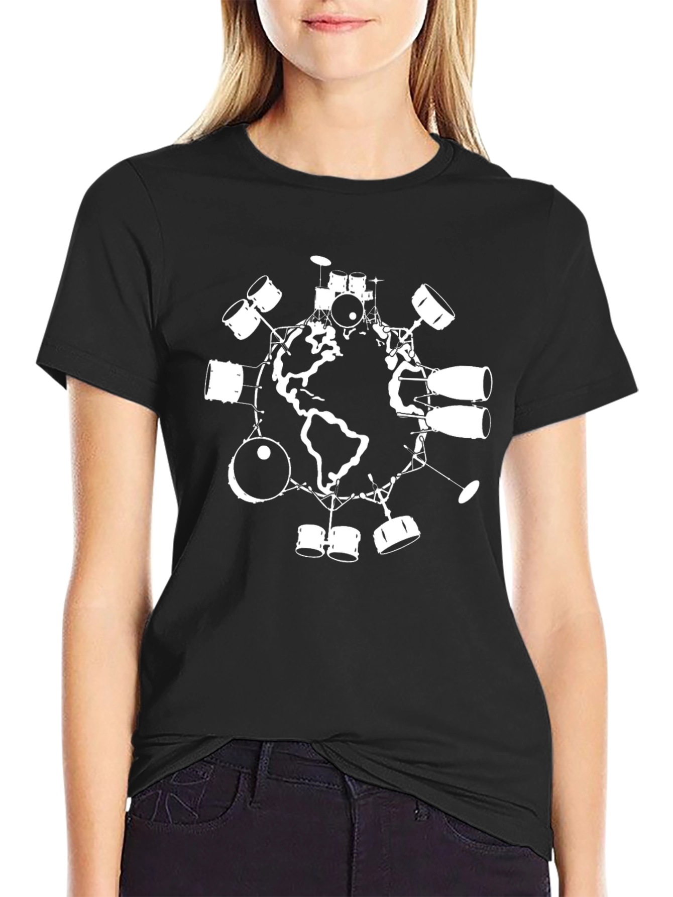 Drum Around the World Black T-Shirt