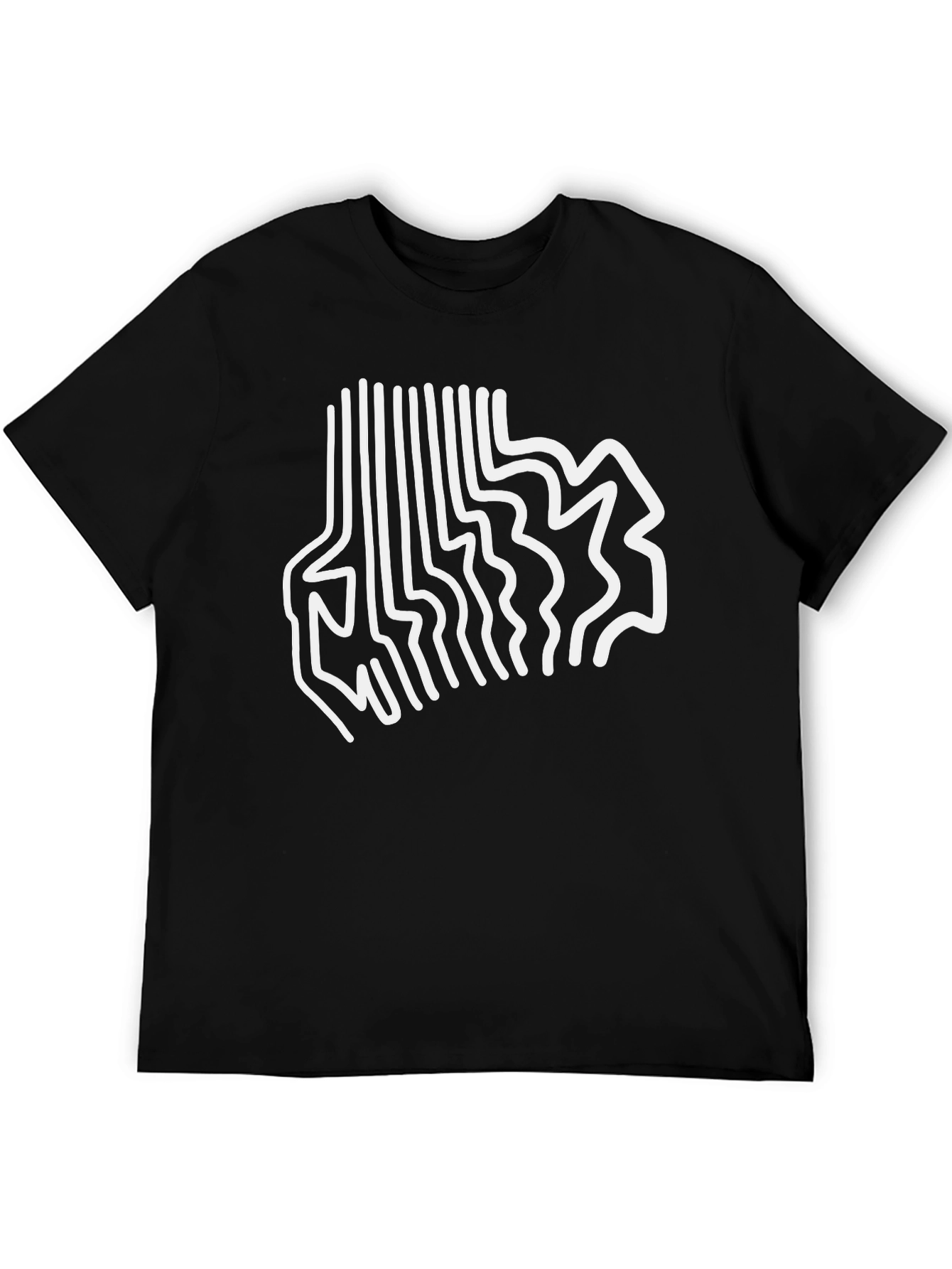 Abstract Line Art Graphic Tee - Modern Black T-Shirt