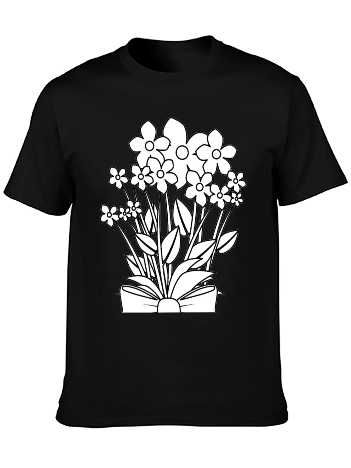 Floral Bouquet Graphic T-Shirt - Black Cotton Tee