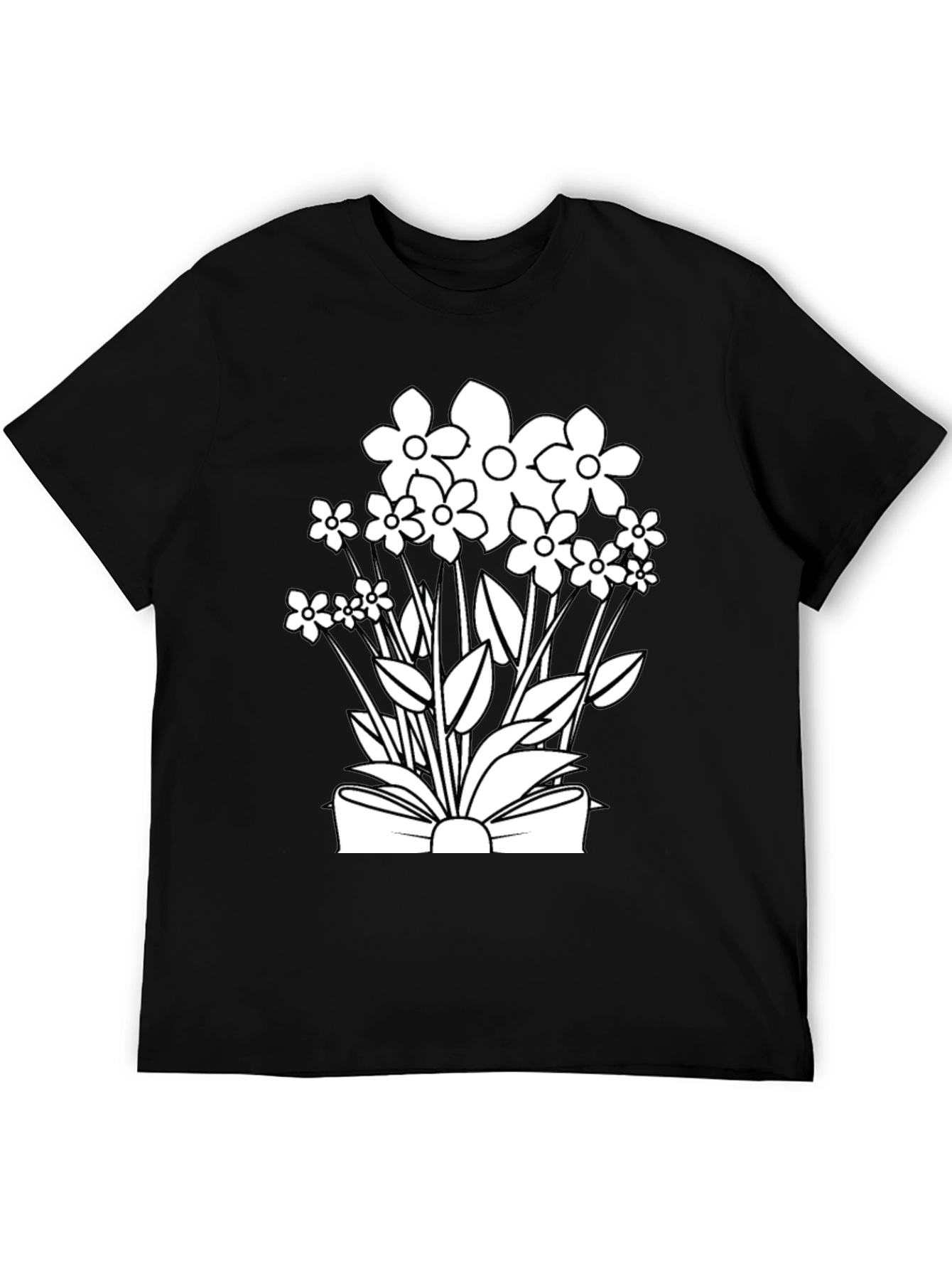 Floral Bouquet Graphic T-Shirt - Black Cotton Tee