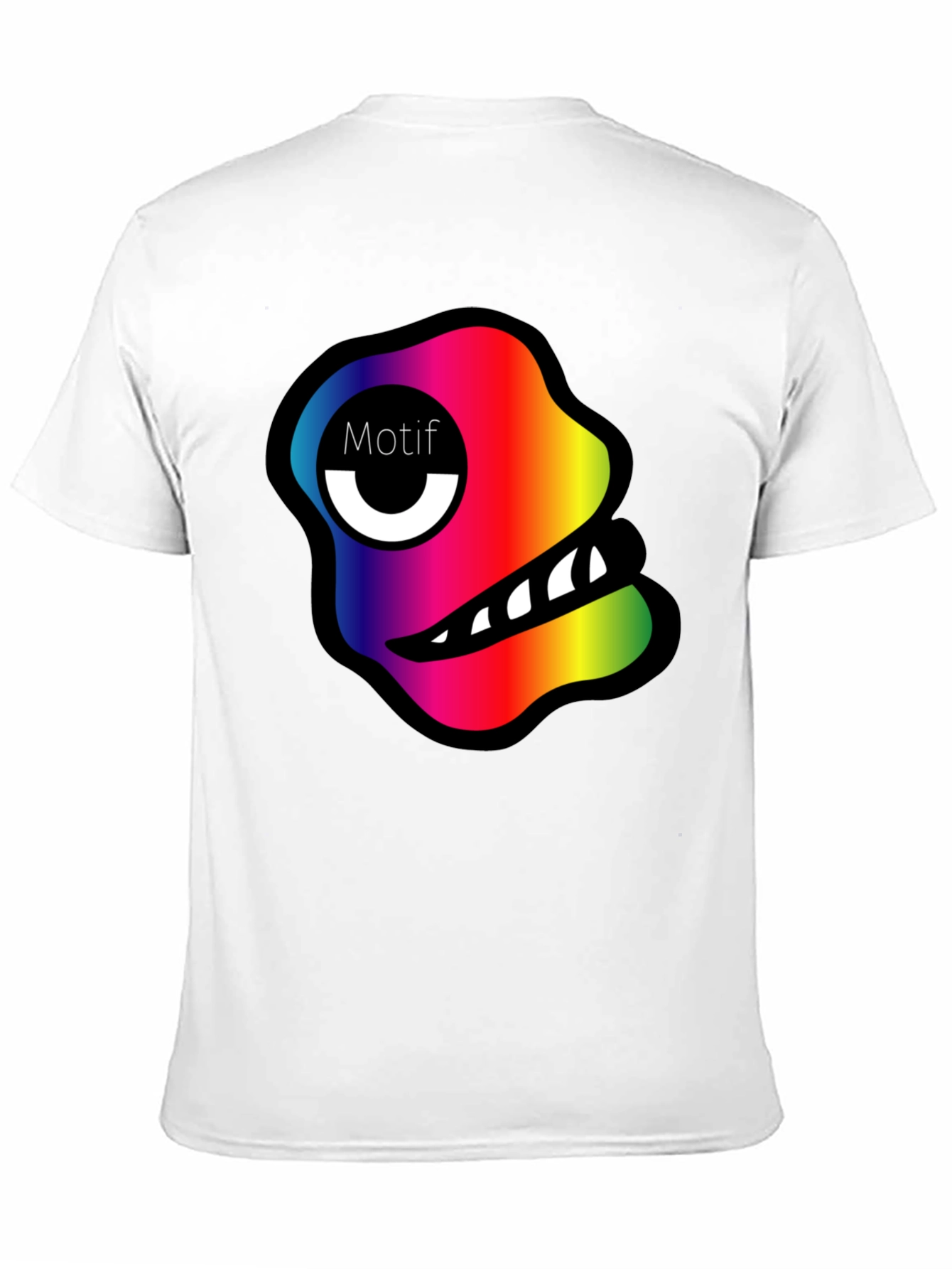 Rainbow Monster Motif Black T-Shirt