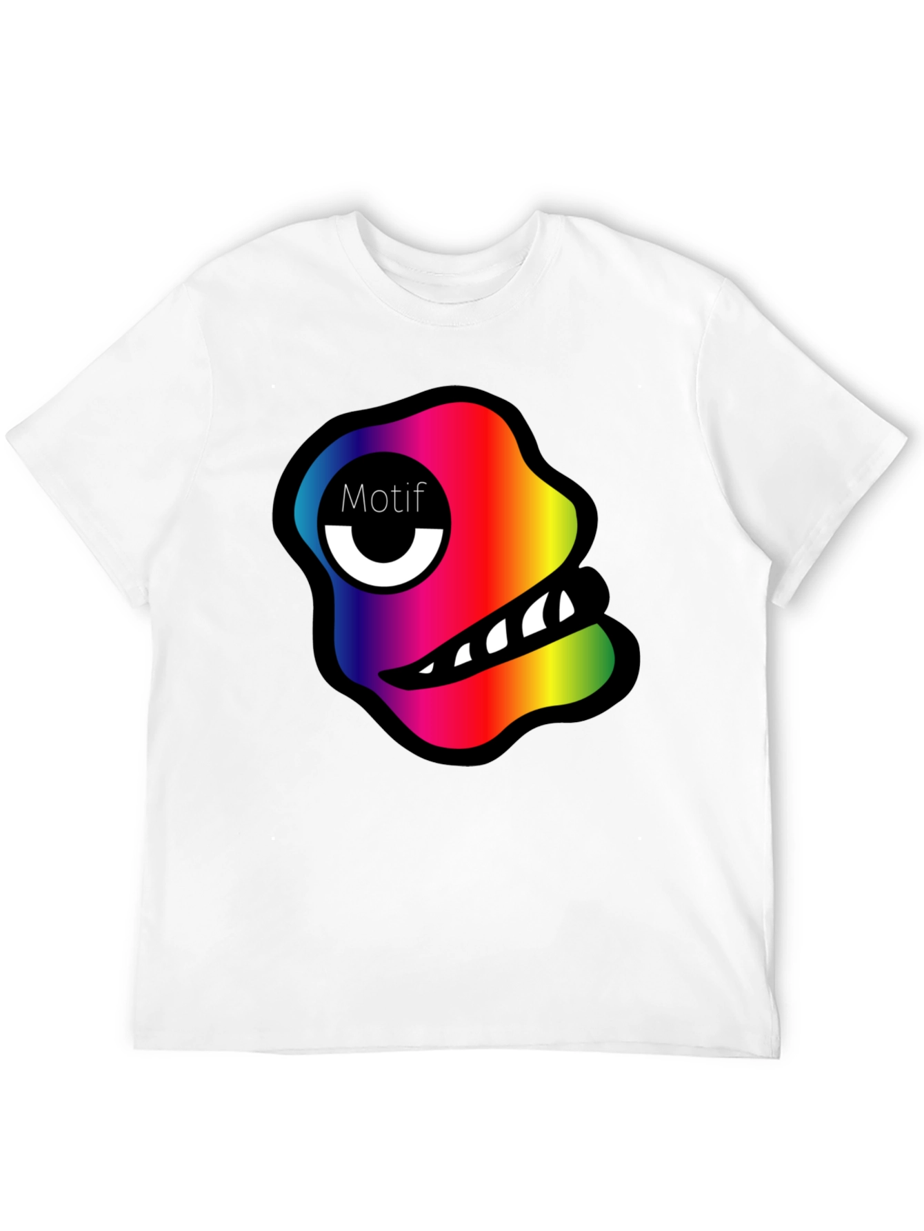 Rainbow Monster Motif Black T-Shirt