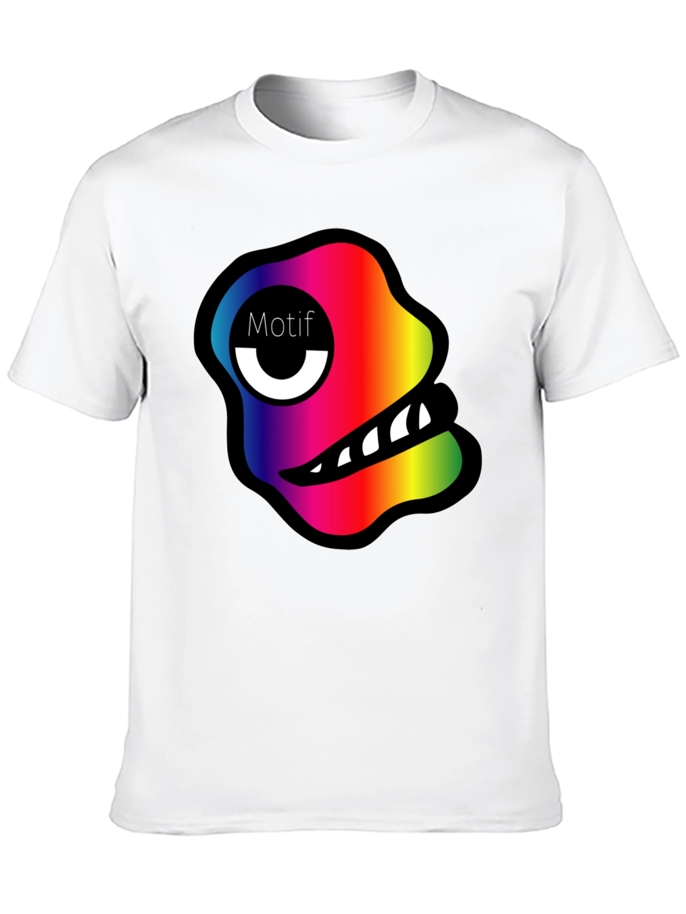 Rainbow Monster Motif Black T-Shirt