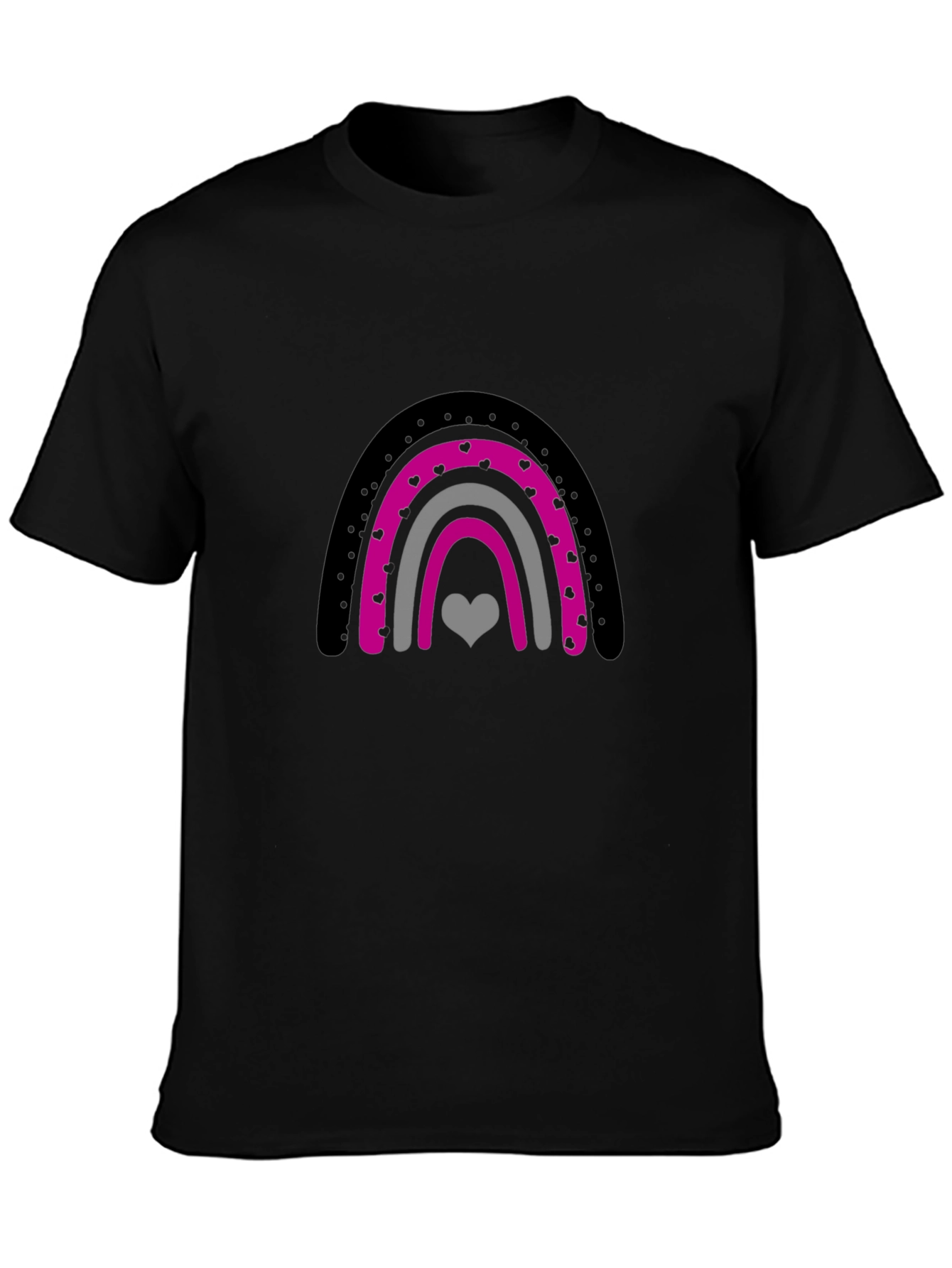 Heart Rainbow Graphic Tee - Black Cotton T-Shirt