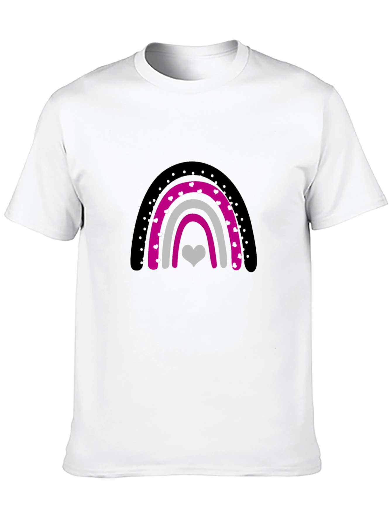 Heart Rainbow Graphic Tee - Black Cotton T-Shirt