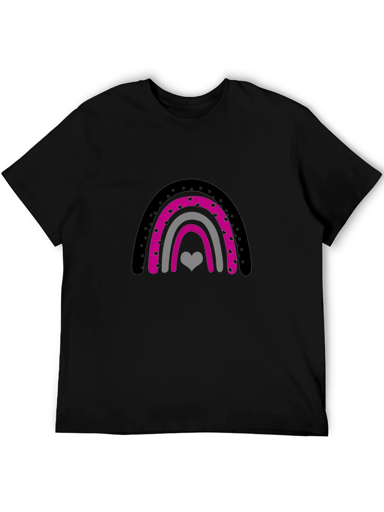 Heart Rainbow Graphic Tee - Black Cotton T-Shirt
