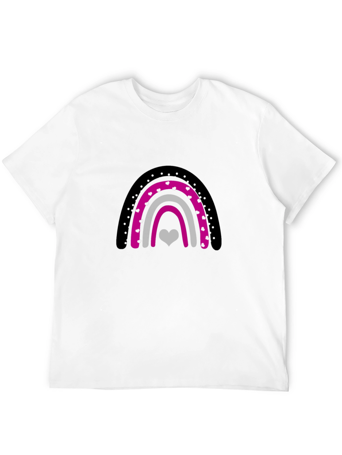 Heart Rainbow Graphic Tee - Black Cotton T-Shirt