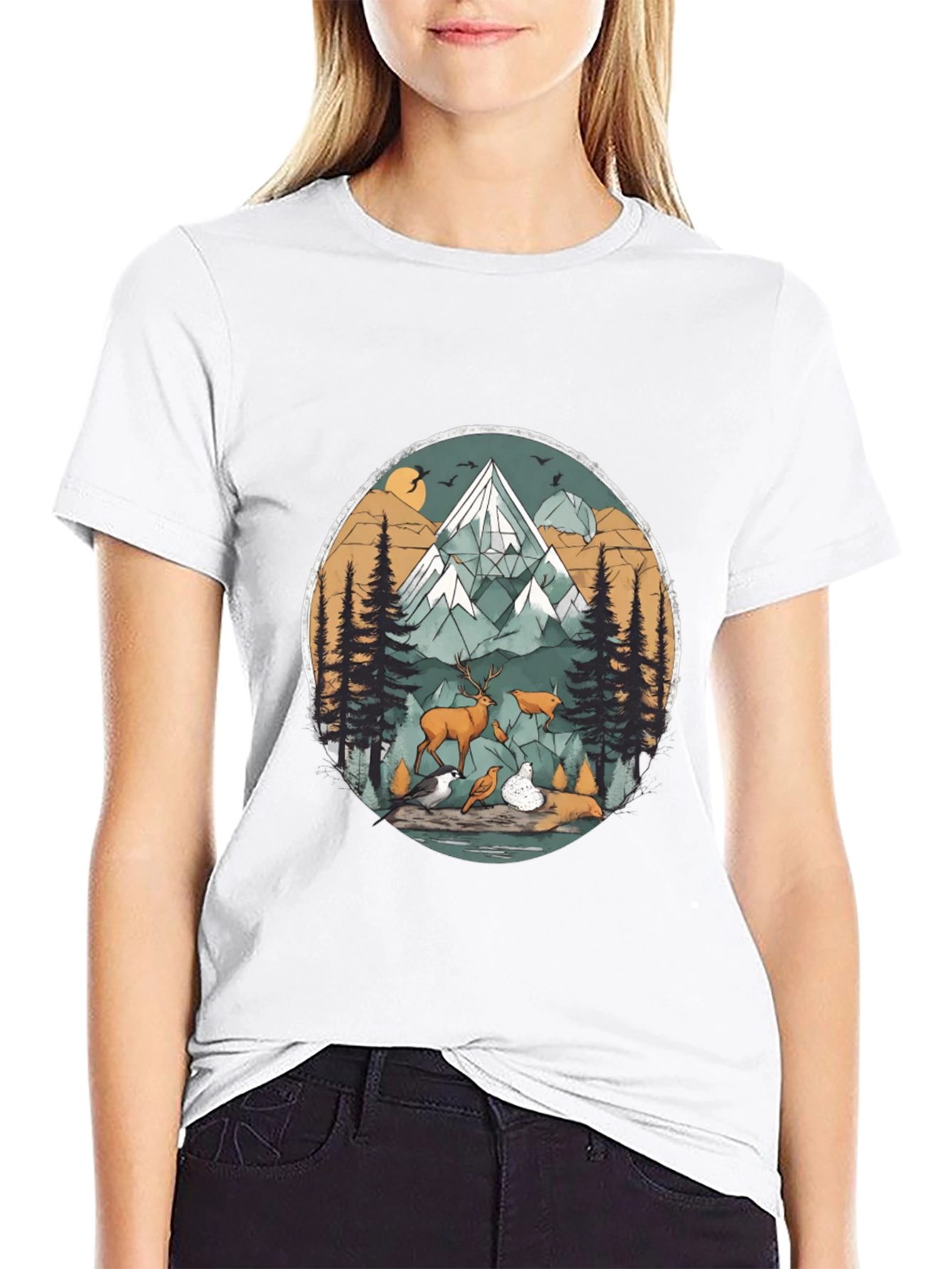 Nature Scene Graphic Tee - Black Unisex Shirt