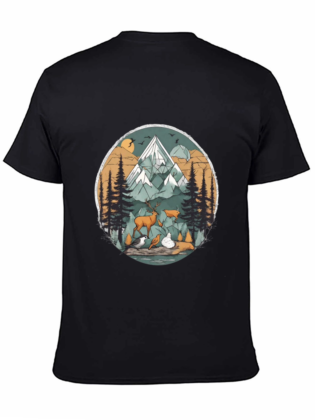 Nature Scene Graphic Tee - Black Unisex Shirt