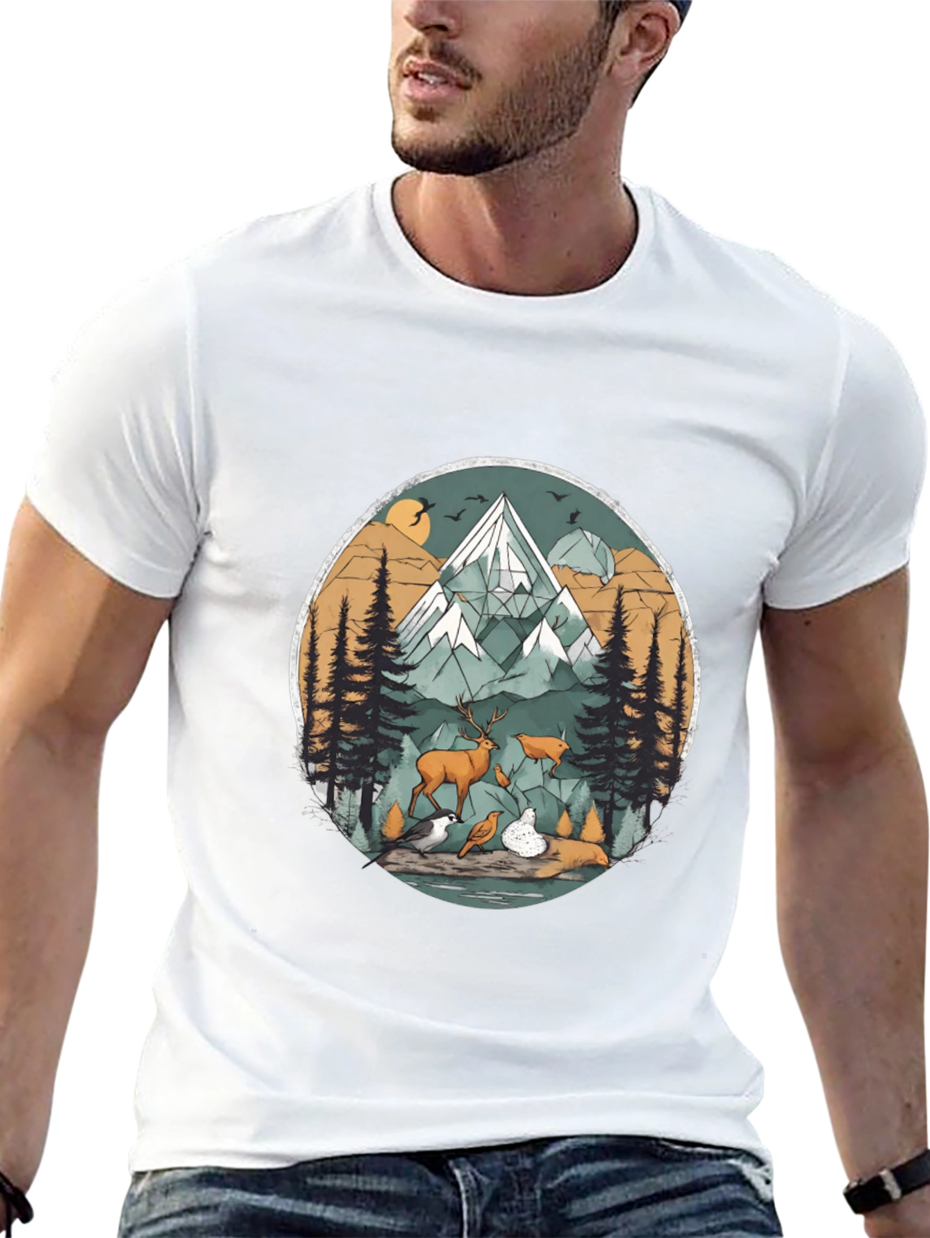 Nature Scene Graphic Tee - Black Unisex Shirt