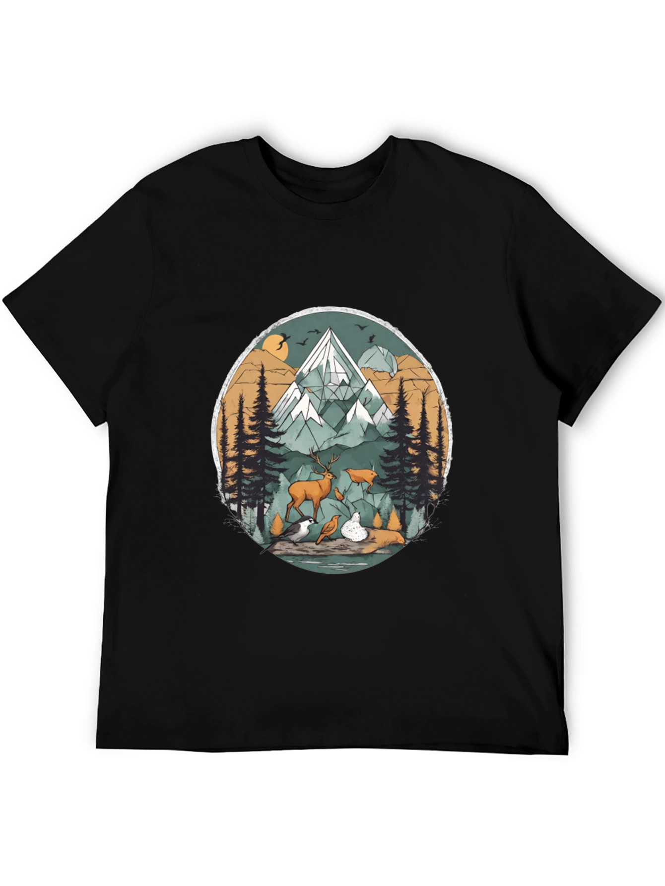 Nature Scene Graphic Tee - Black Unisex Shirt