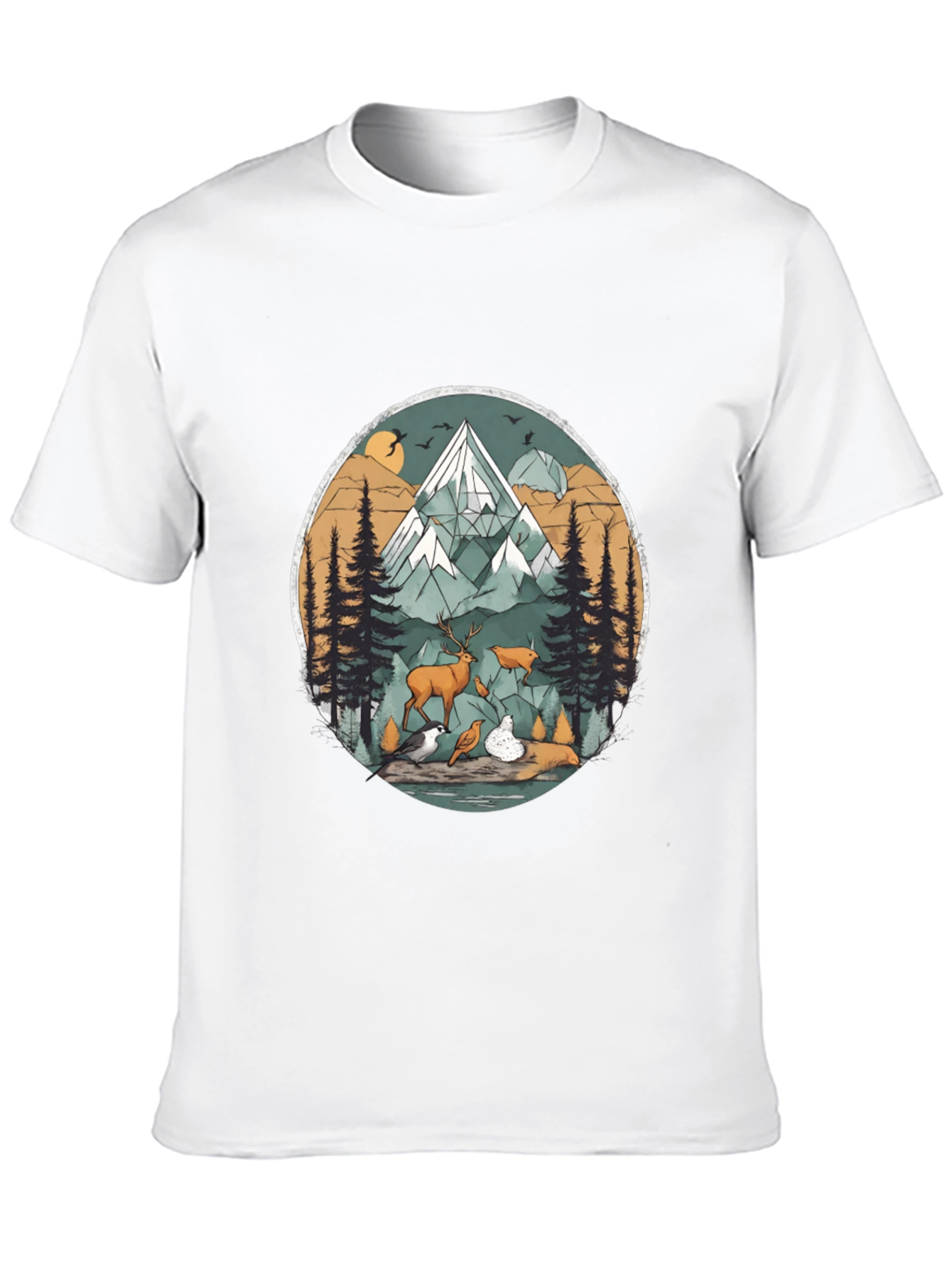 Nature Scene Graphic Tee - Black Unisex Shirt