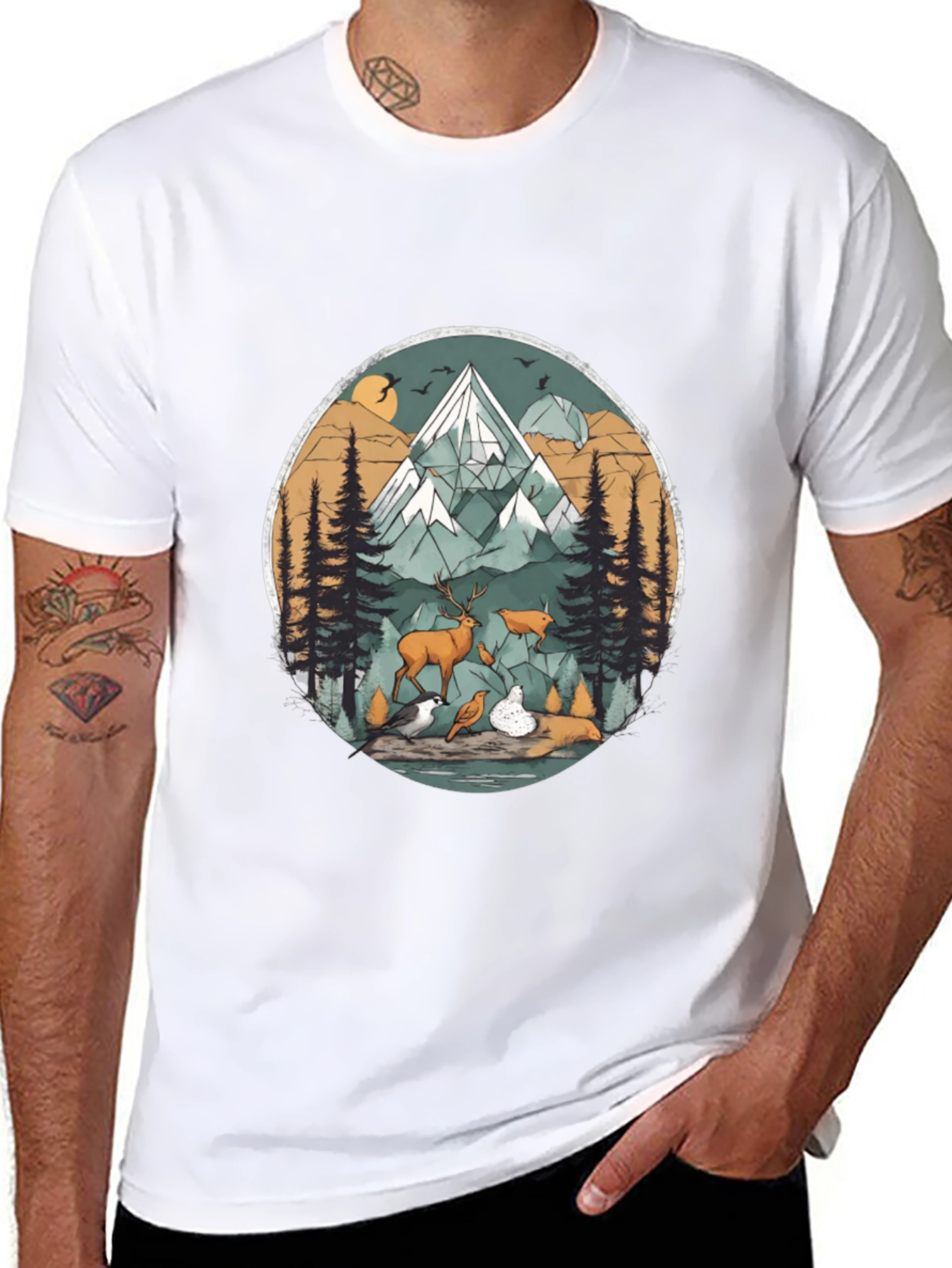 Nature Scene Graphic Tee - Black Unisex Shirt