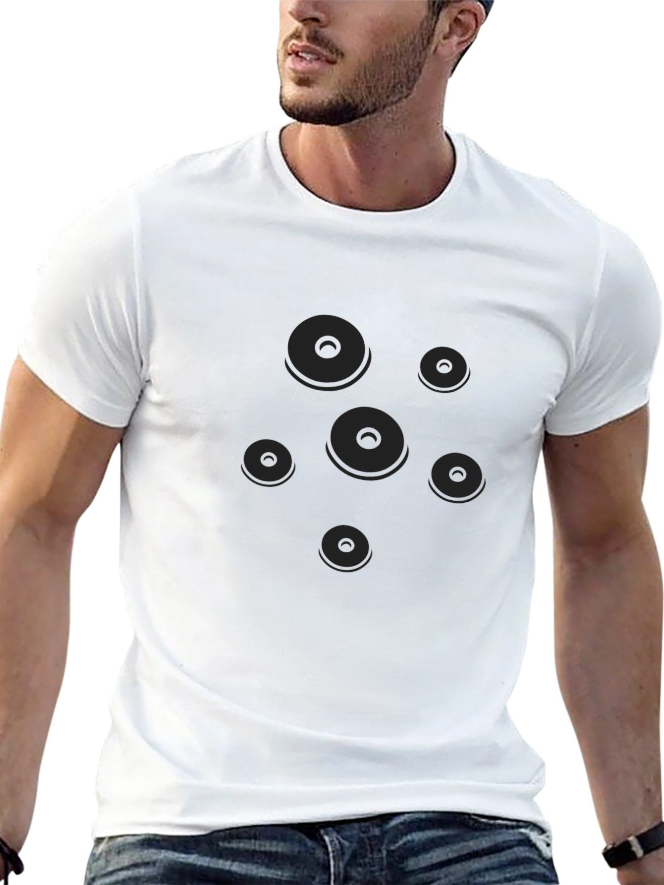 Modern Black T-Shirt with Graphic Circle Design