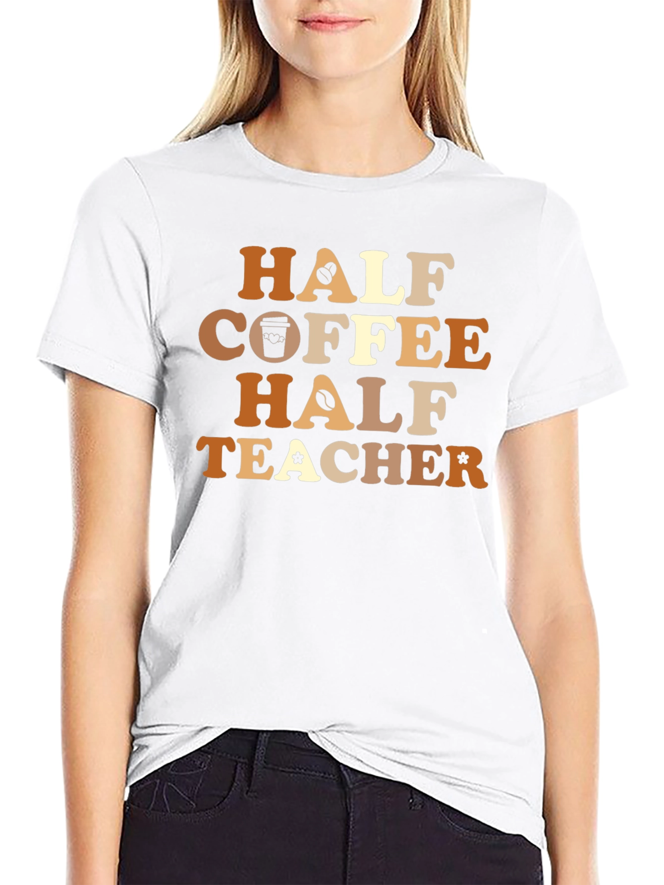 Half Coffee Half Teacher Graphic Tee