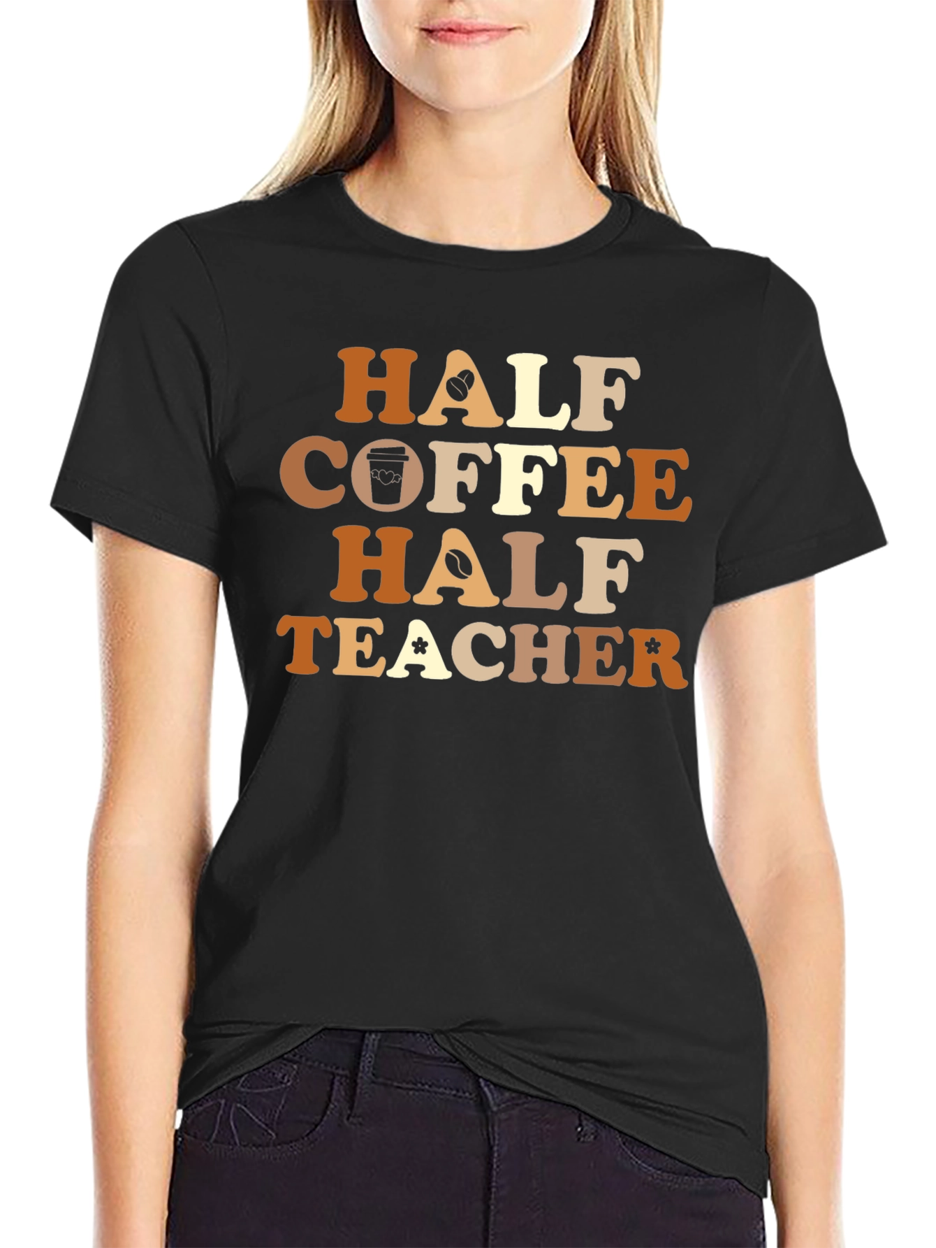 Half Coffee Half Teacher Graphic Tee
