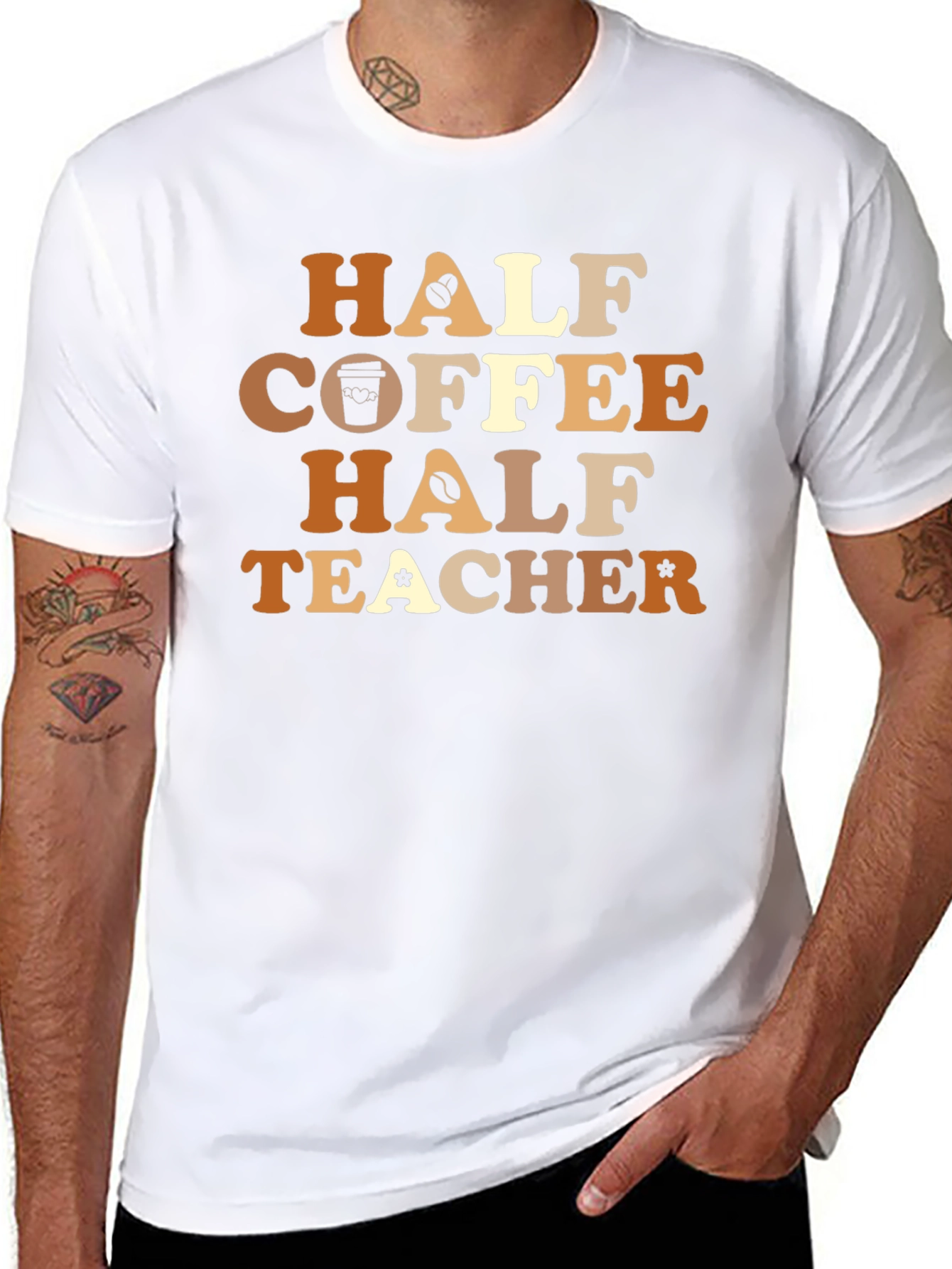 Half Coffee Half Teacher Graphic Tee