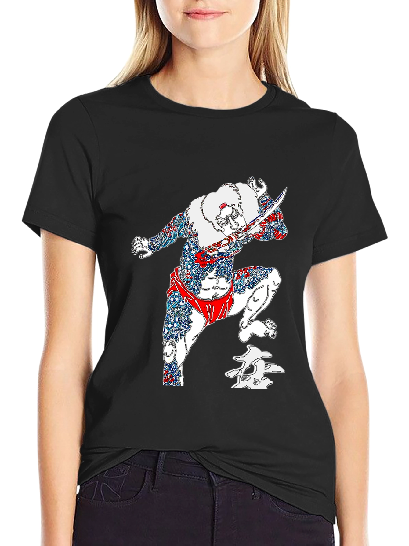 Warrior Graphic Print Black T-Shirt