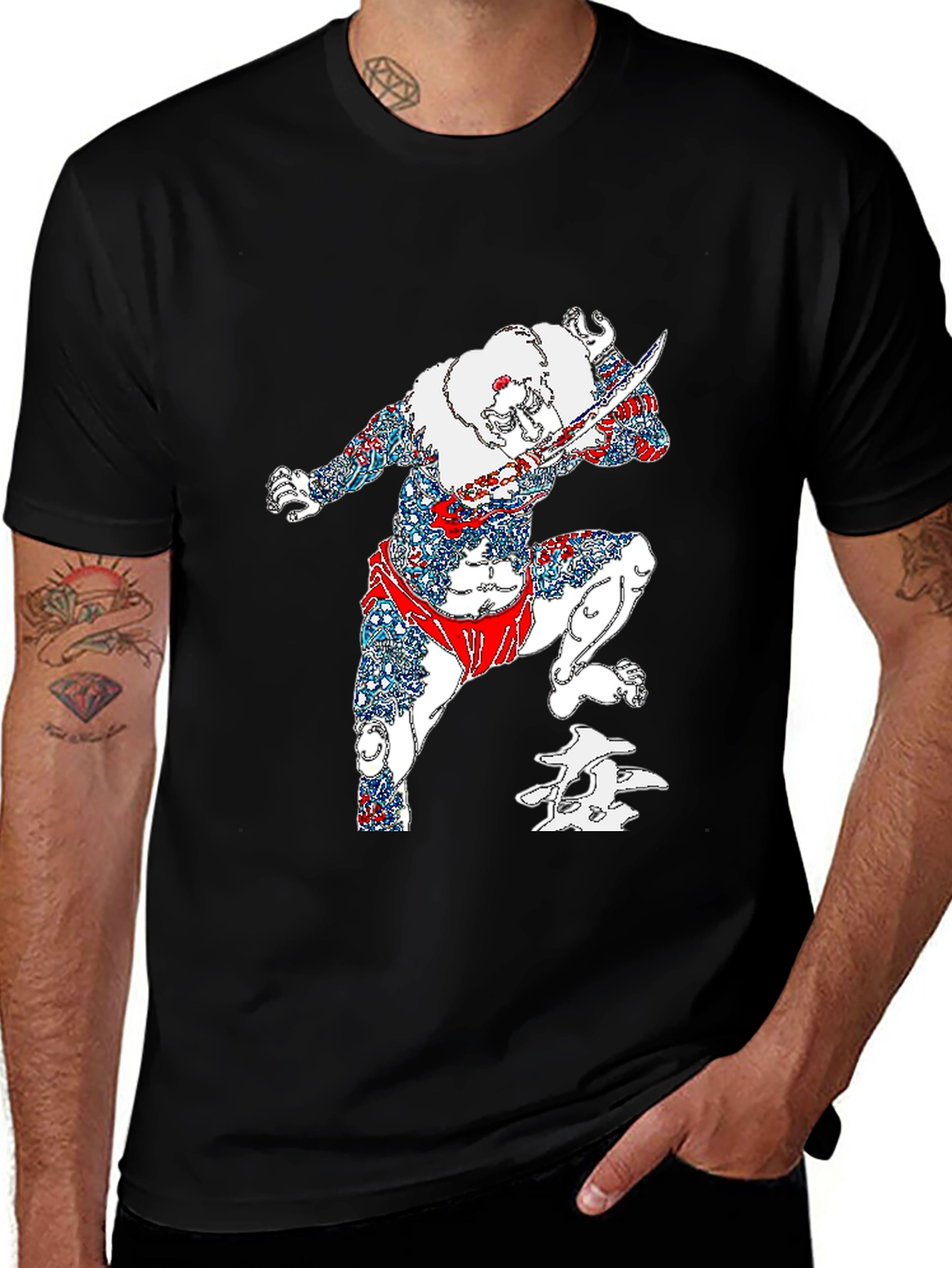 Warrior Graphic Print Black T-Shirt