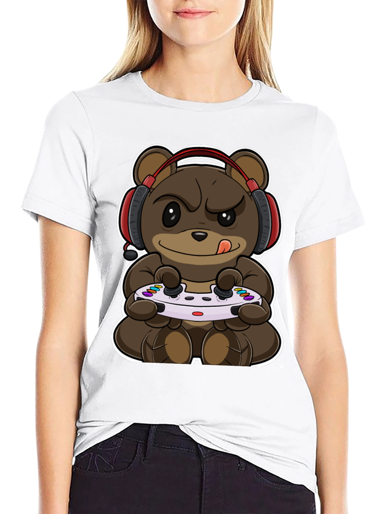 Gamer Bear Graphic Tee - Playful Style