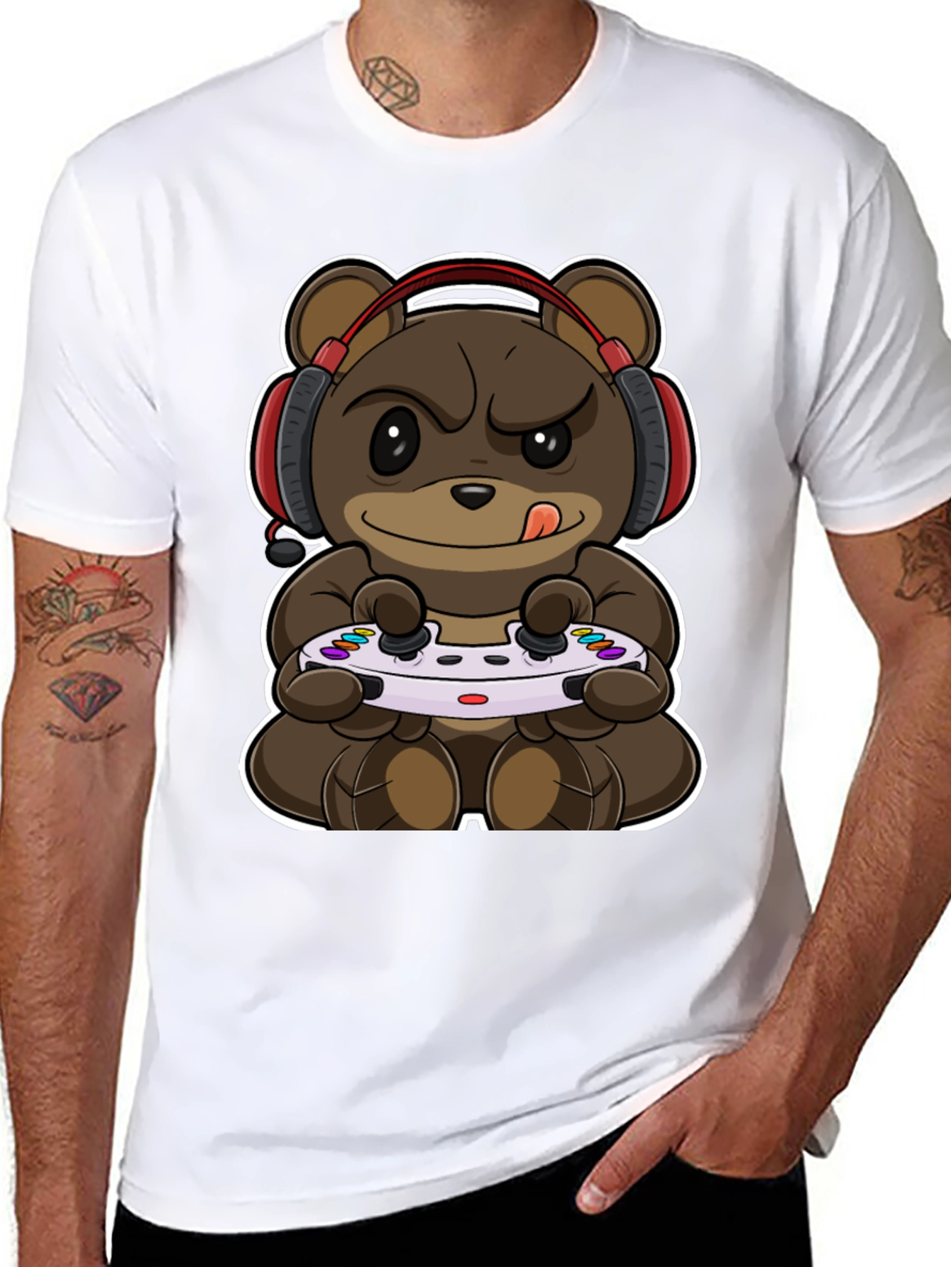 Gamer Bear Graphic Tee - Playful Style
