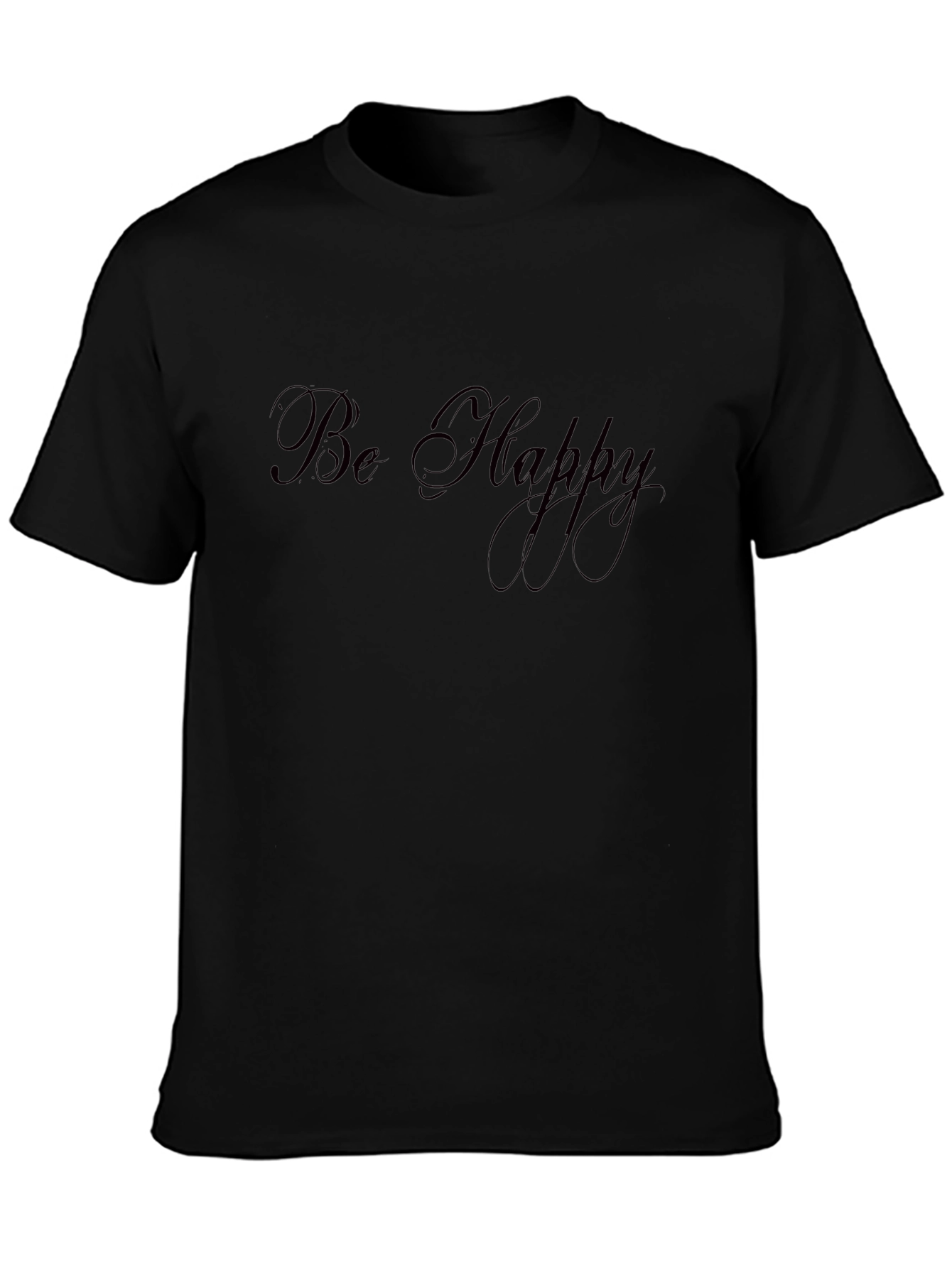 Be Happy Black Graphic T-Shirt