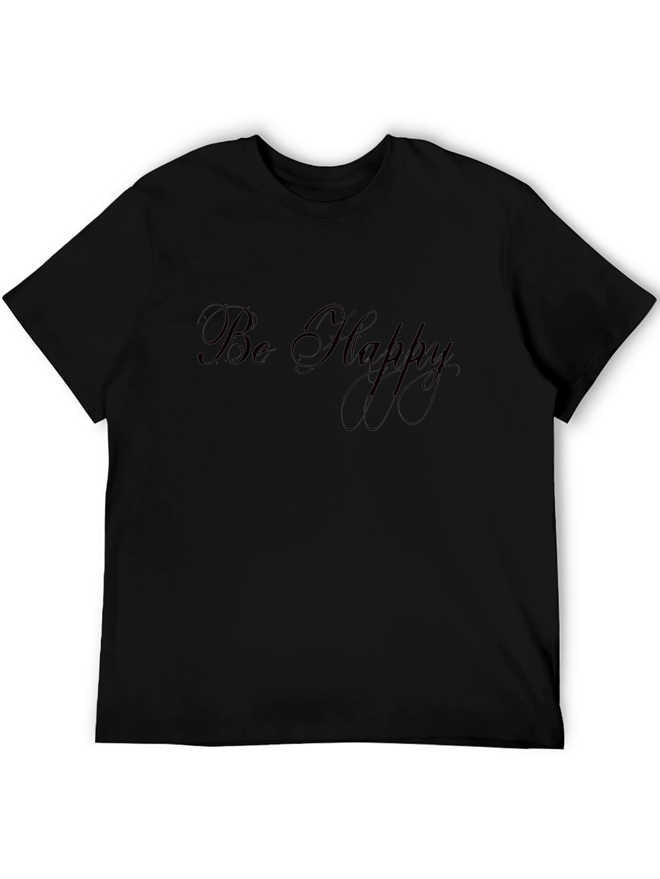 Be Happy Black Graphic T-Shirt