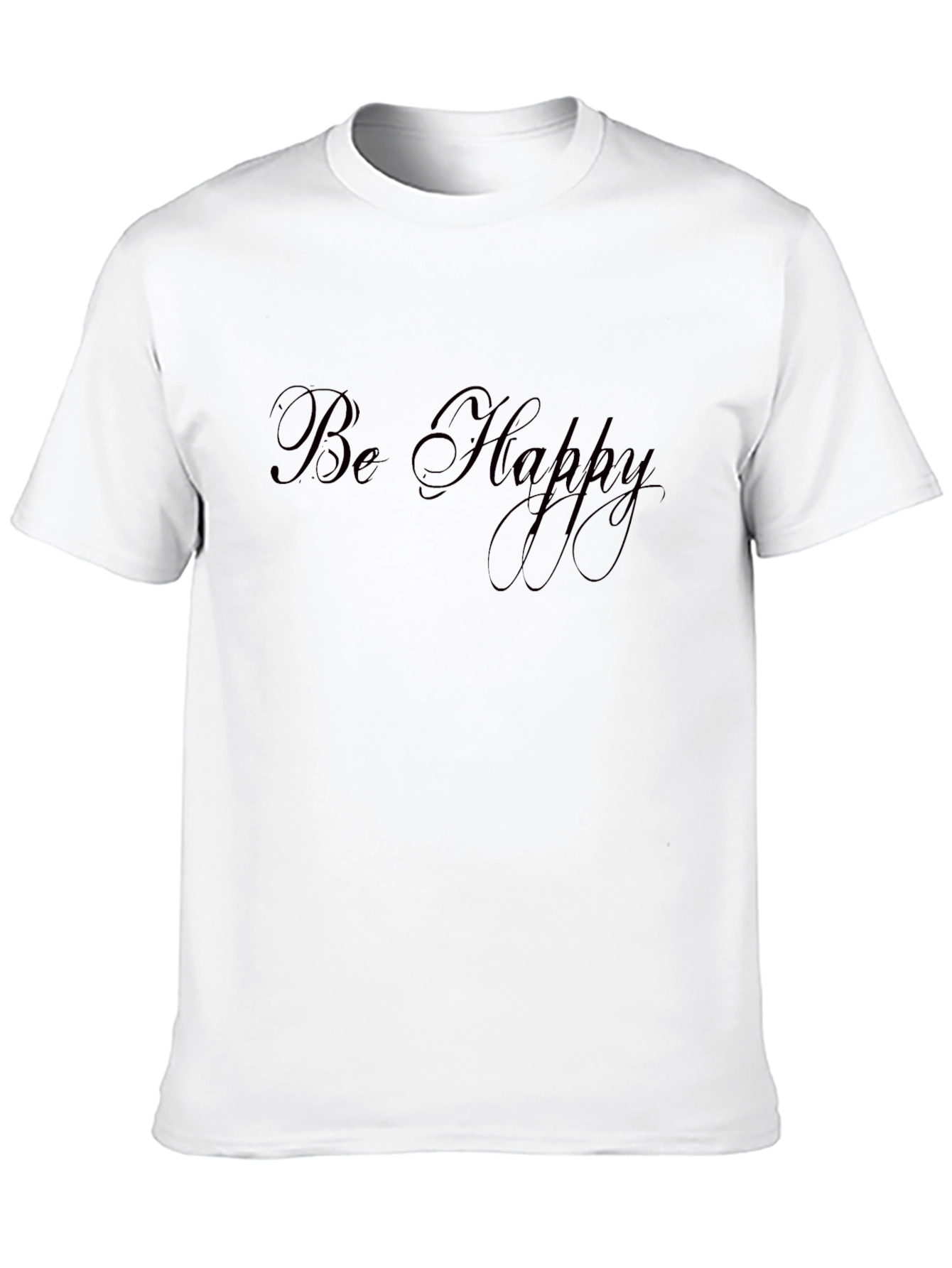 Be Happy Black Graphic T-Shirt
