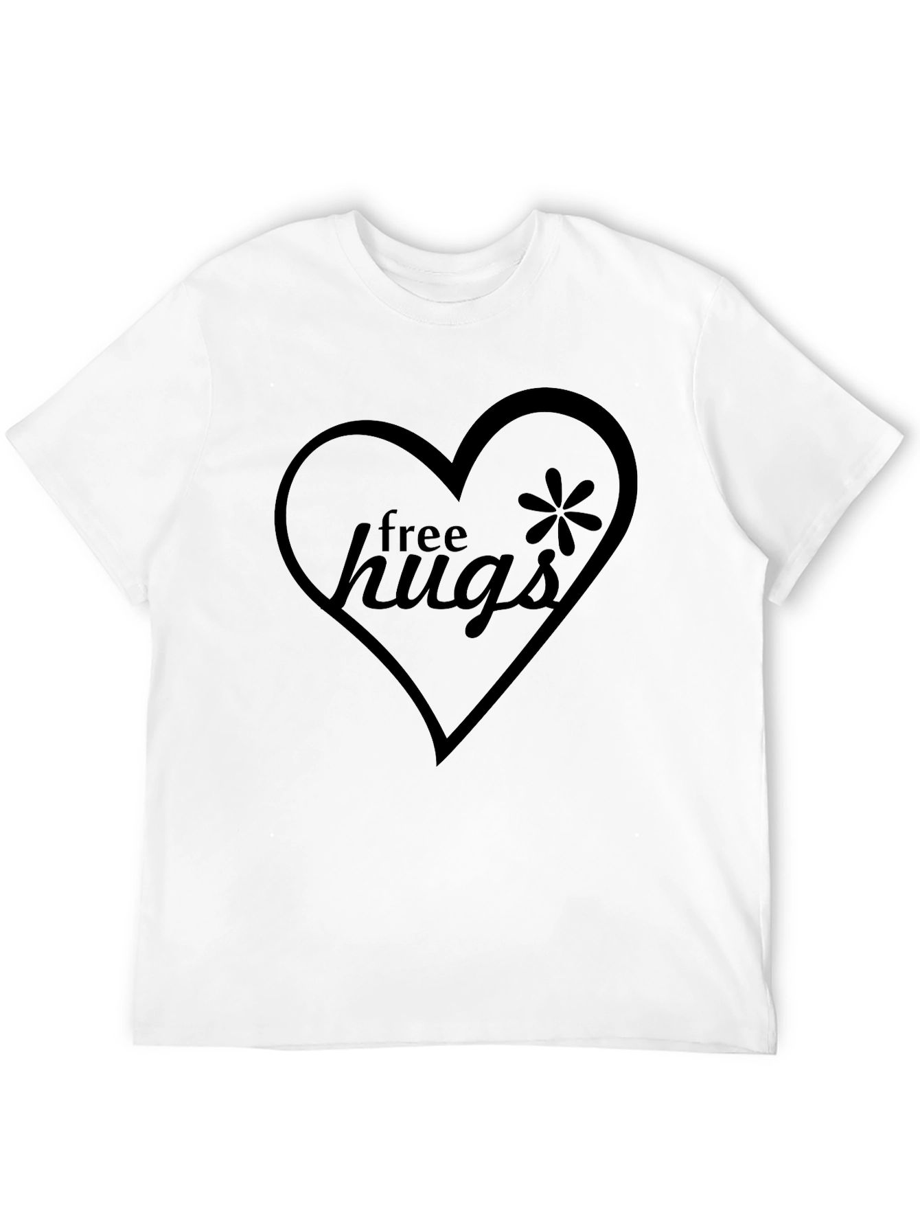 Free Hugs Heart Graphic Black T-Shirt